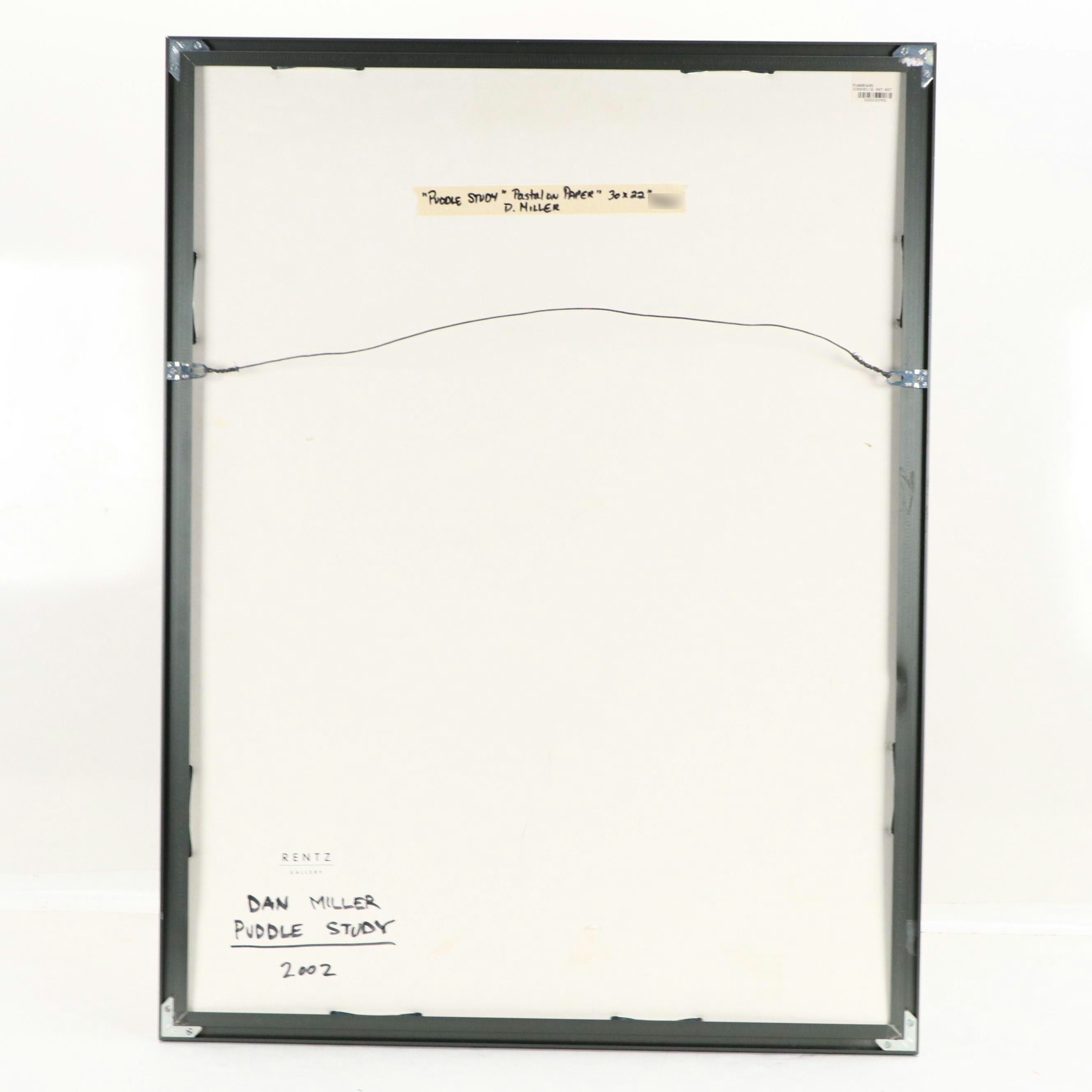 Dan Miller Landscape Chalk Pastel Drawing "Puddle Study," 21st Century