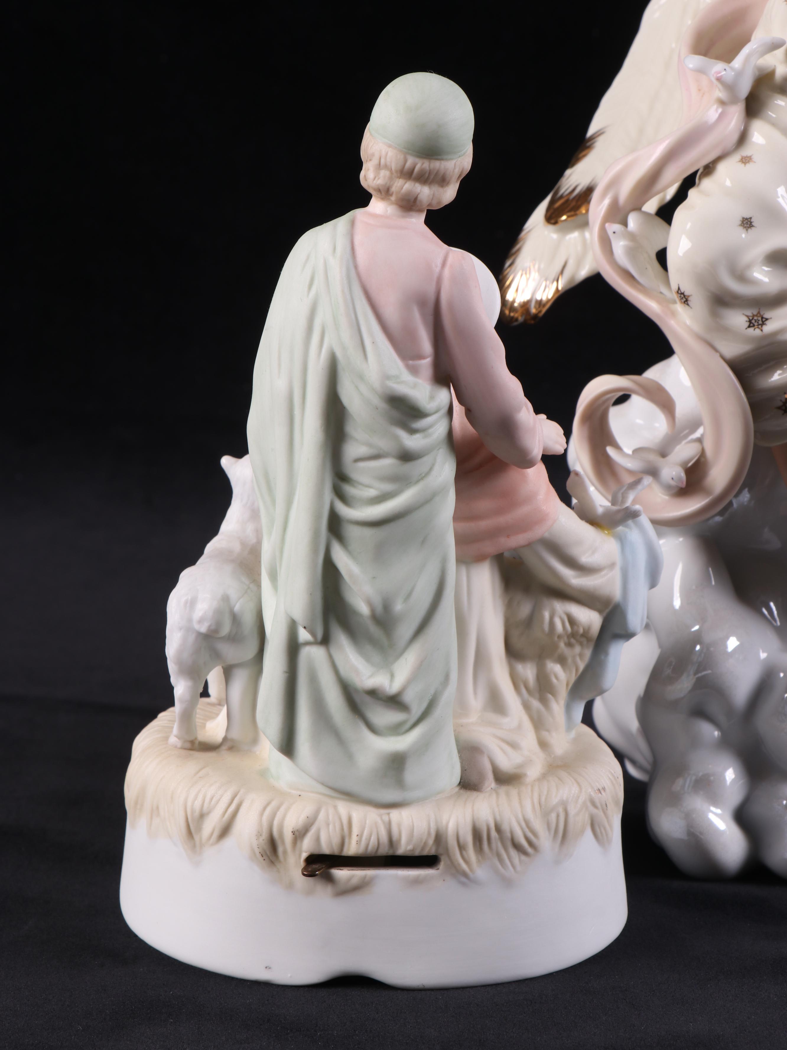 Lefton Bisque Nativity Musical Figurine, Lenox Millennium Messenger, More