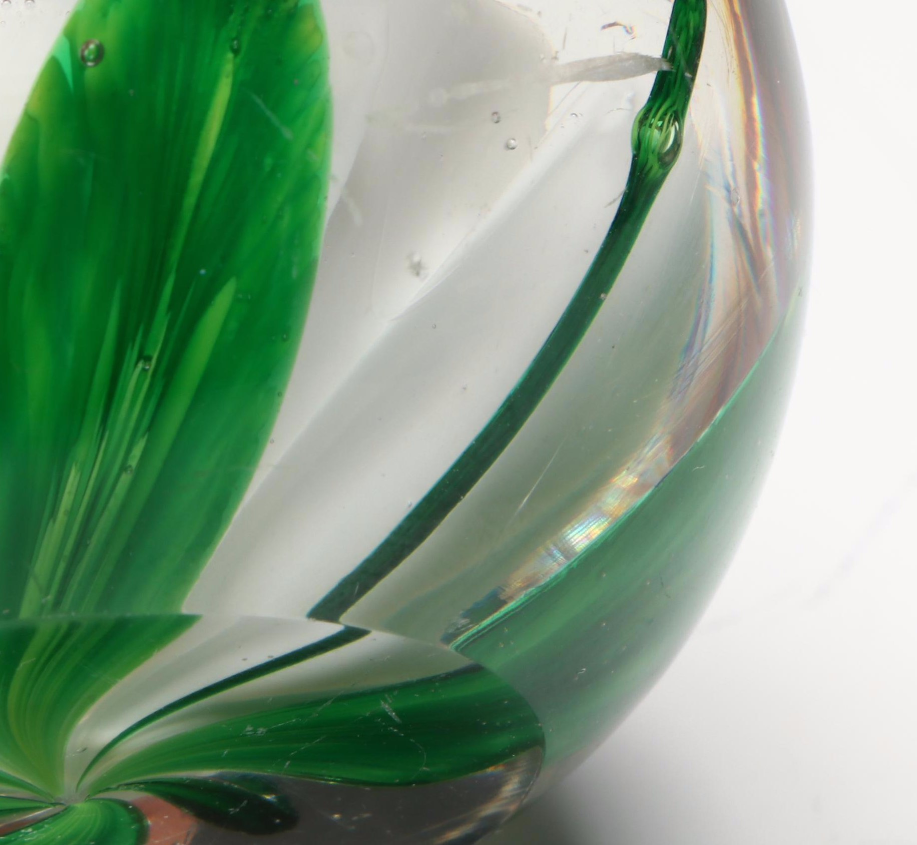 Robert Hamon and Pairpoint Handcrafted and Faceted Floral Art Glass Paperweights