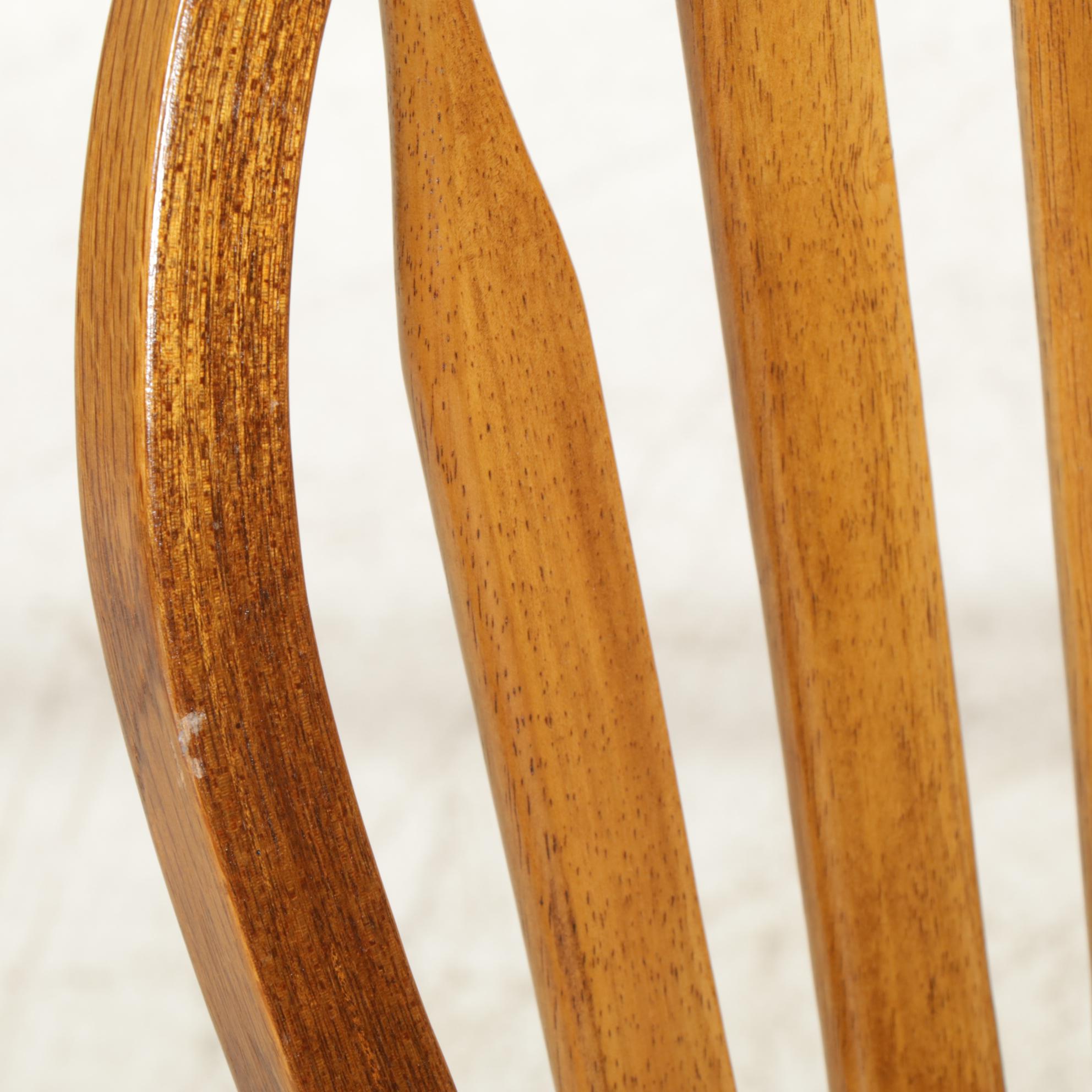 Oak Pedestal Dining Table and Four Arrow Back Chairs