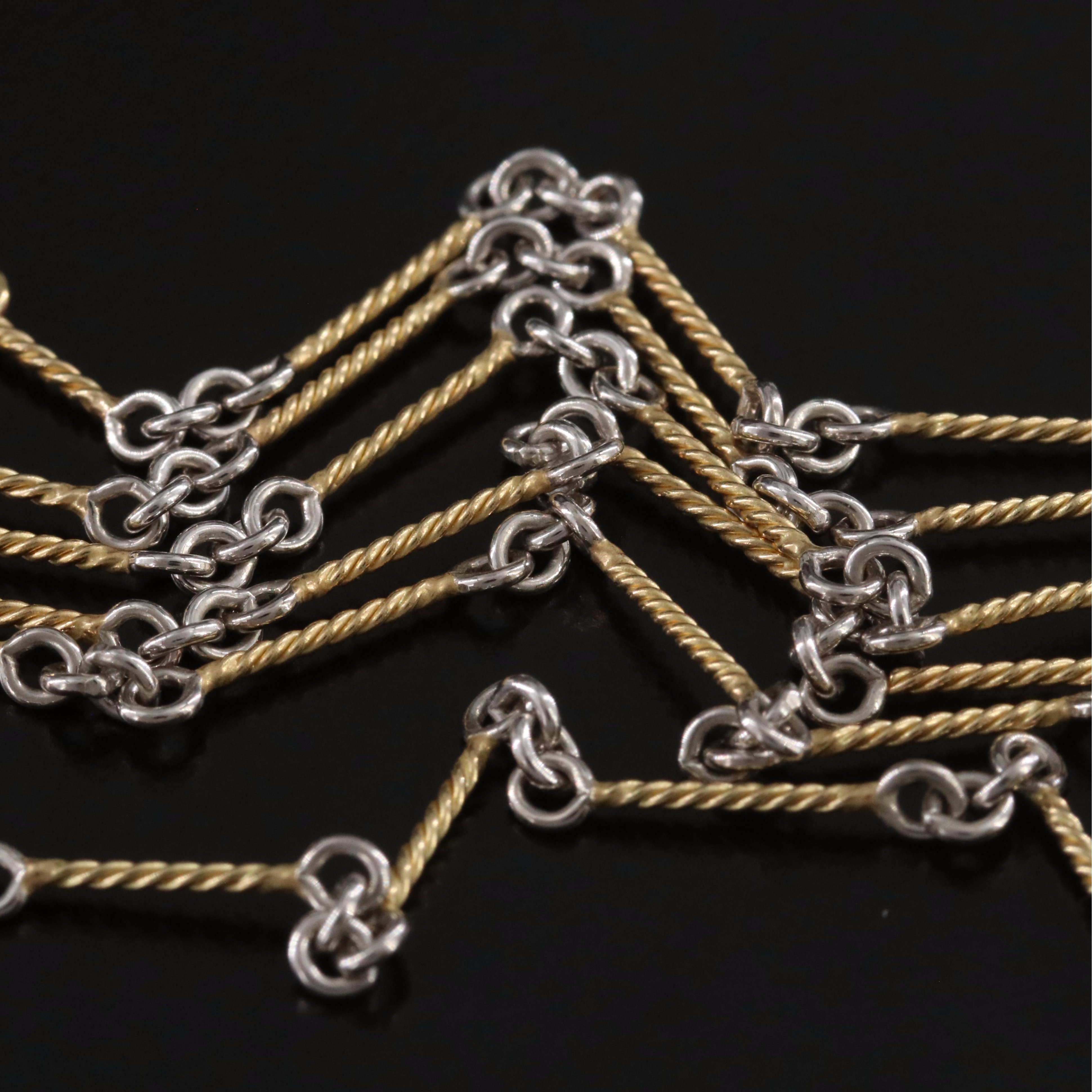 14K Two Tone Fancy Link Necklace