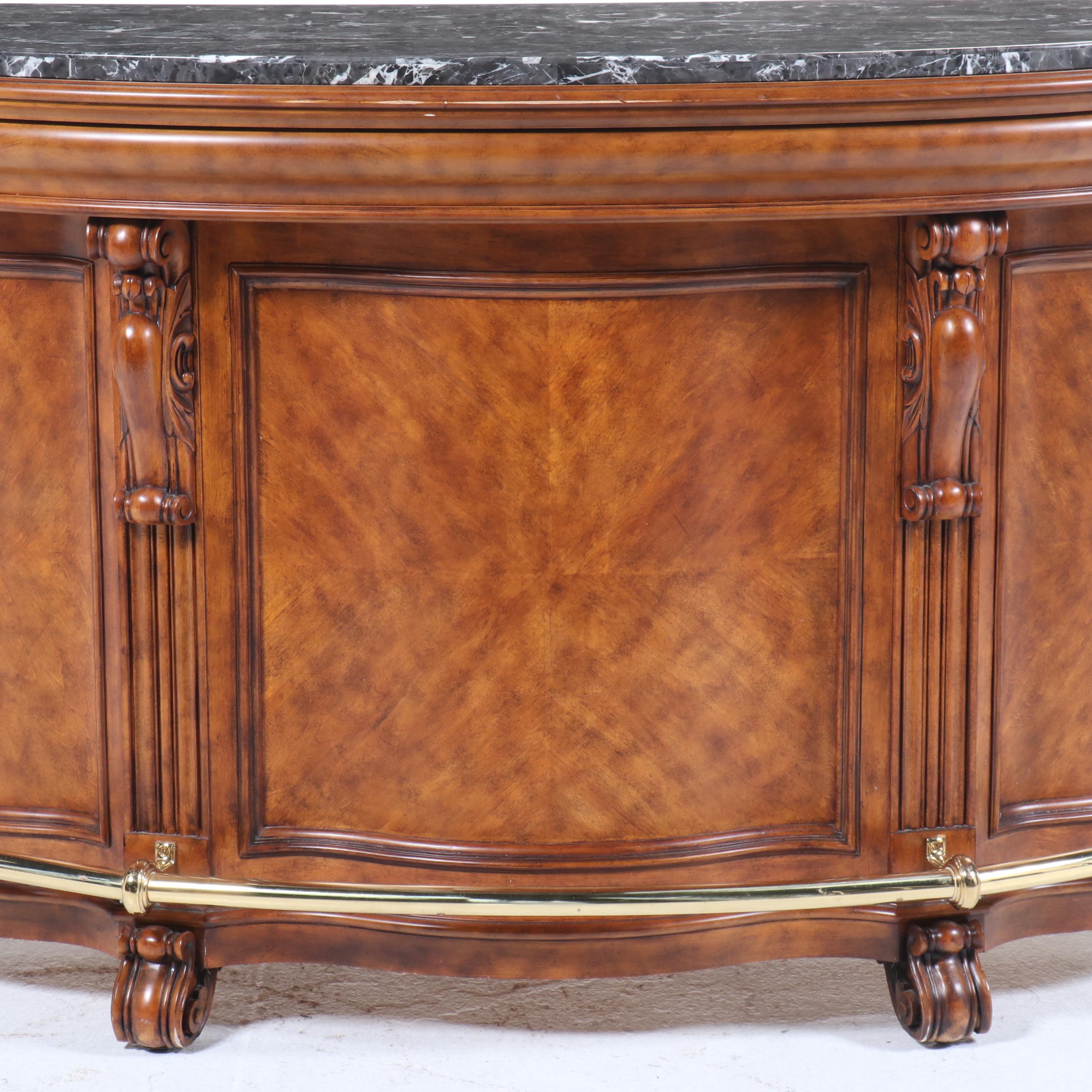 Pulaski Furniture "Edwardian" Marble Top Wood Bar Cabinet