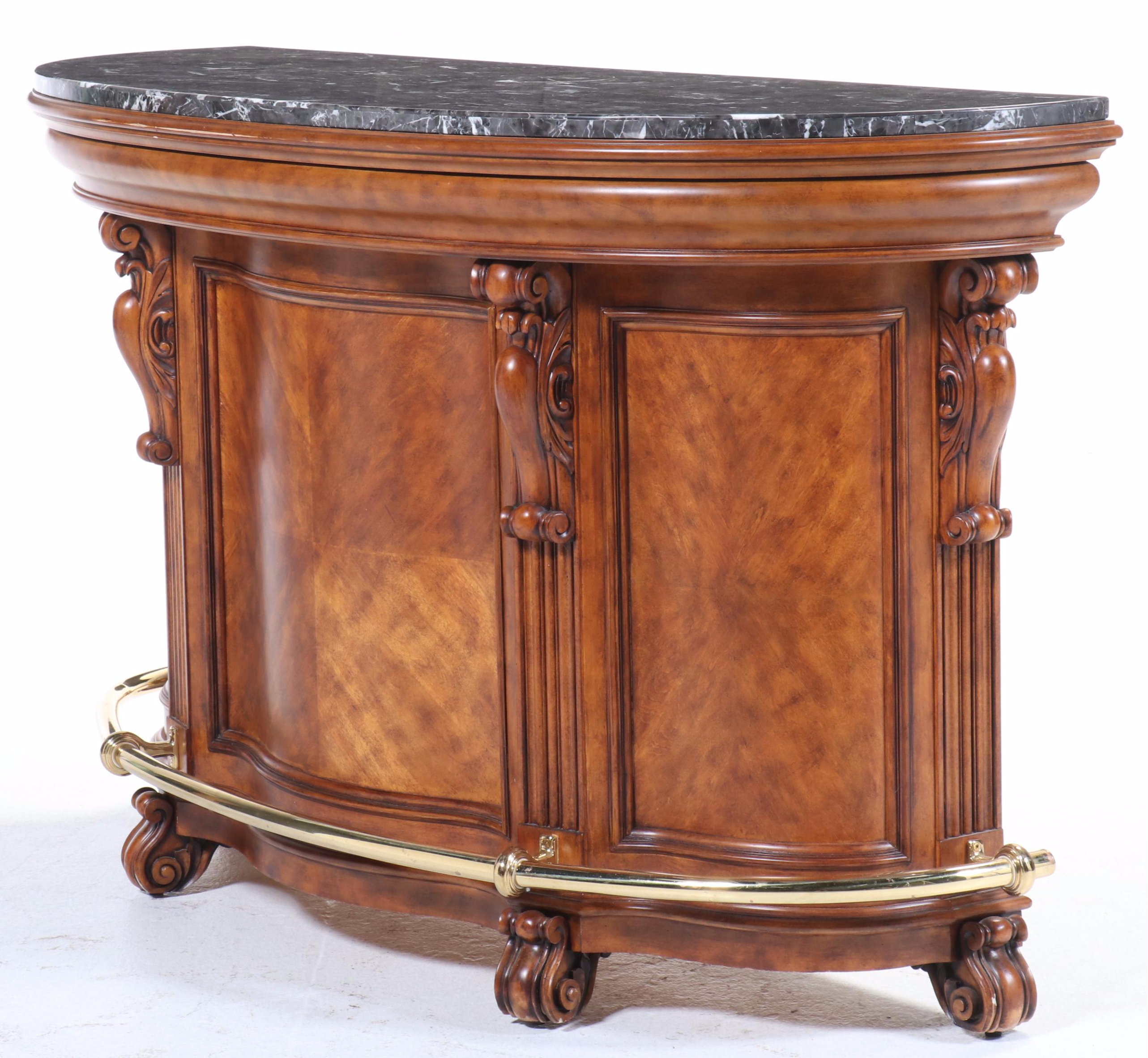 Pulaski Furniture "Edwardian" Marble Top Wood Bar Cabinet