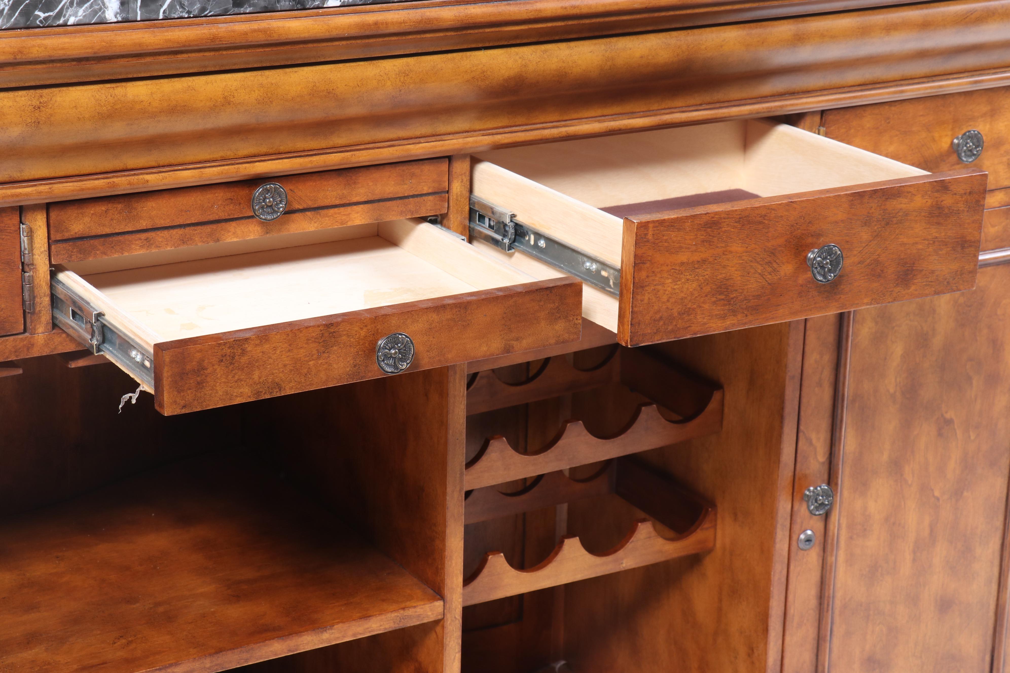 Pulaski Furniture "Edwardian" Marble Top Wood Bar Cabinet