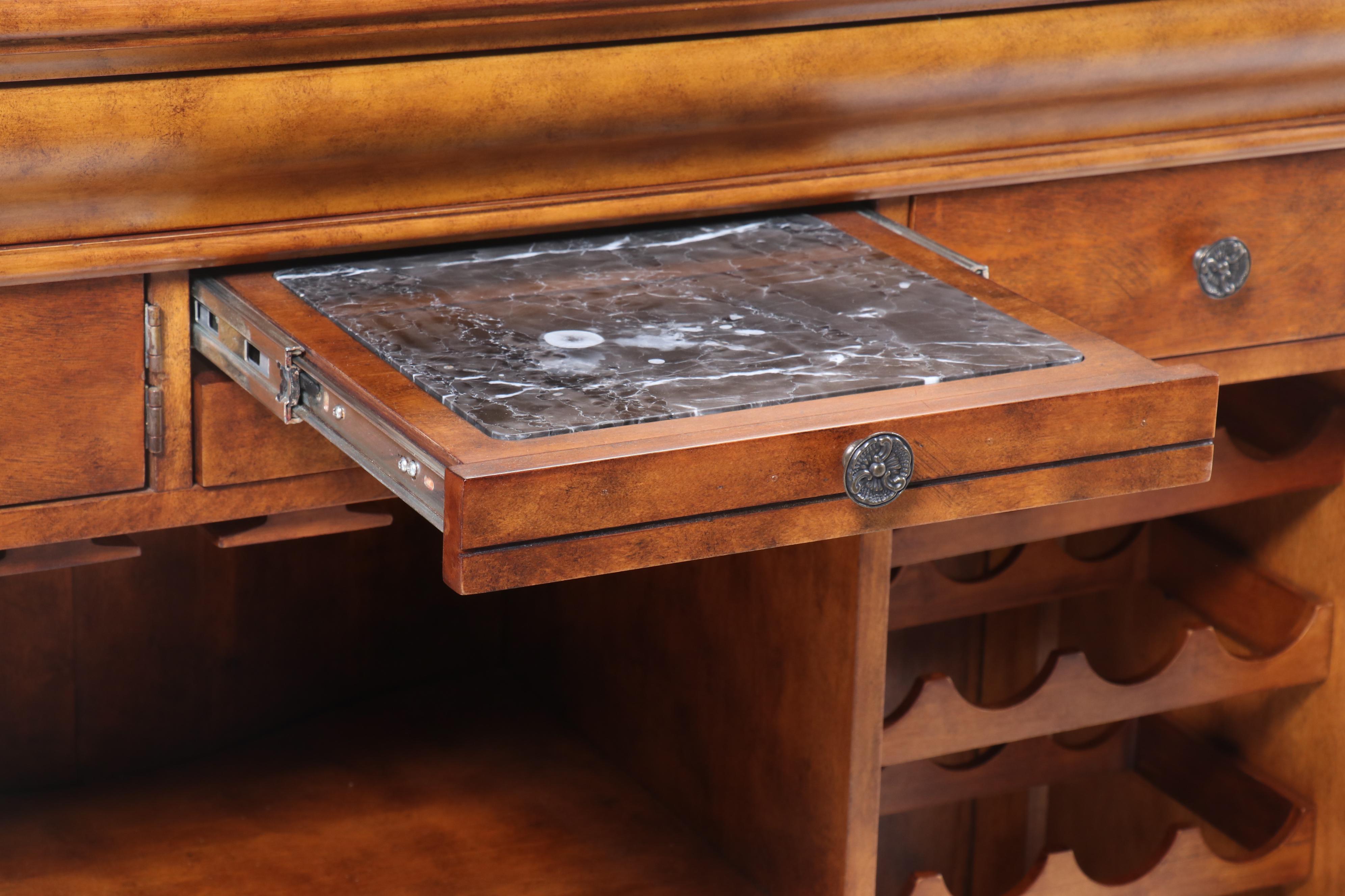 Pulaski Furniture "Edwardian" Marble Top Wood Bar Cabinet