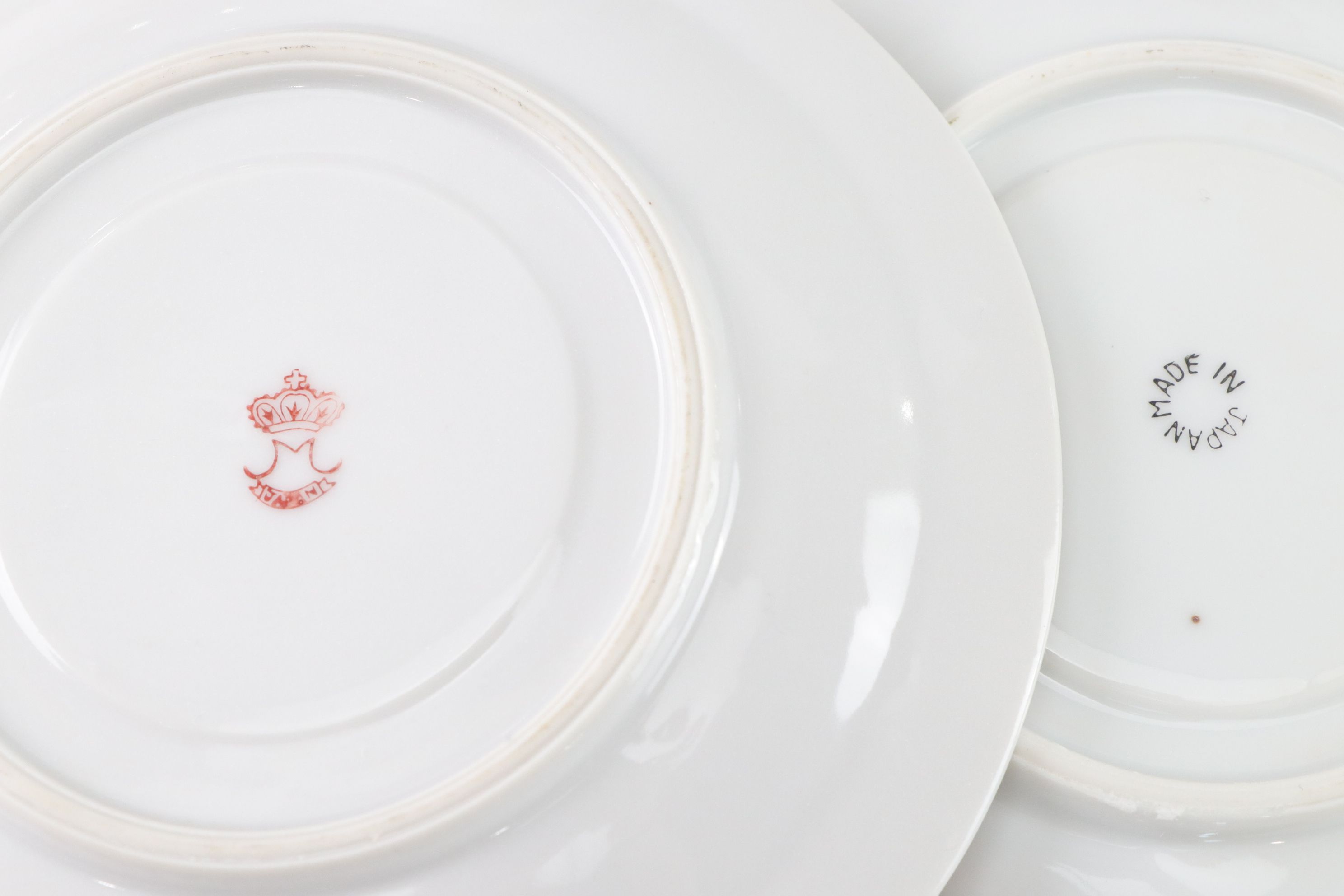 Hand Painted & Gilt Porcelain Saucers, Teacups & Teaspoons