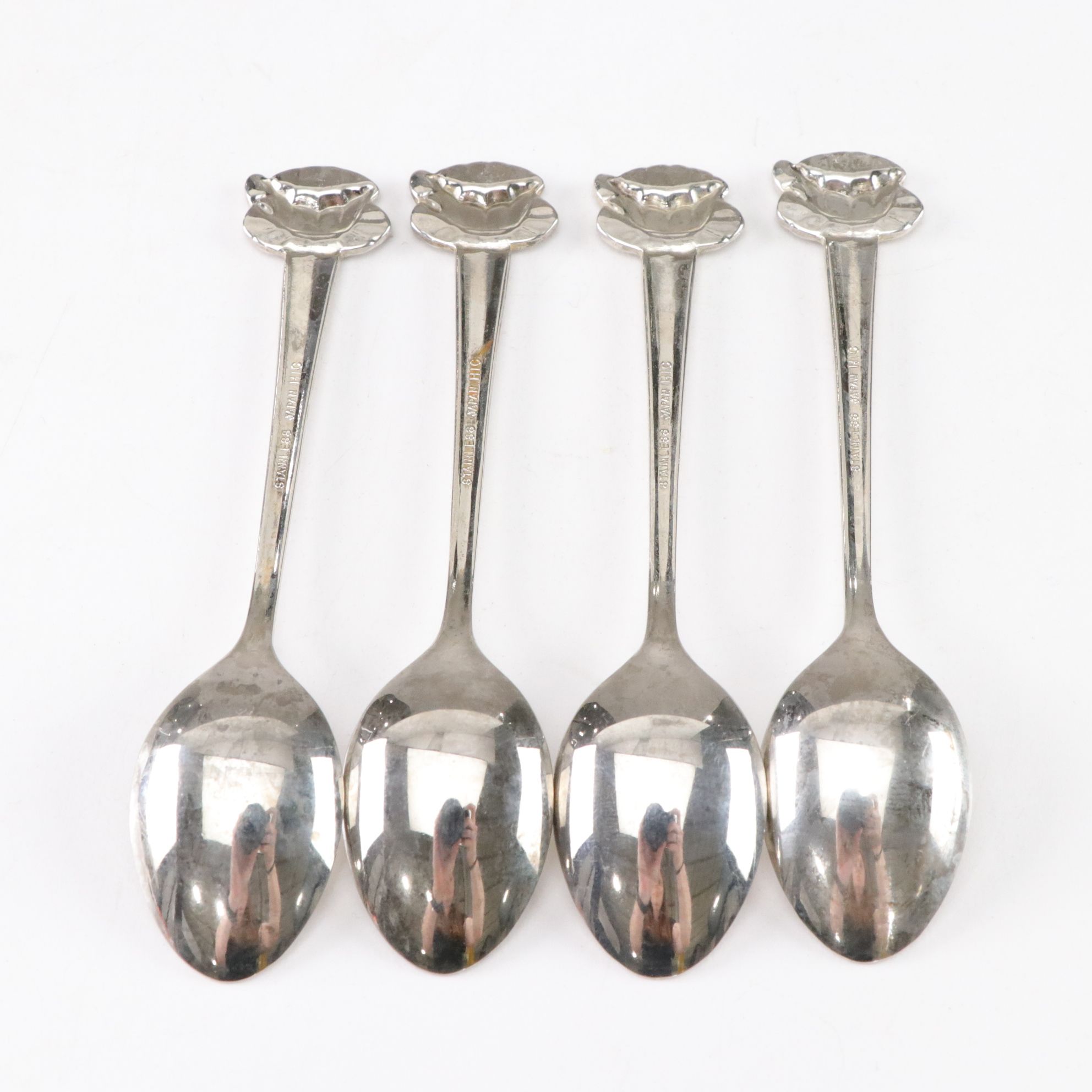 Hand Painted & Gilt Porcelain Saucers, Teacups & Teaspoons