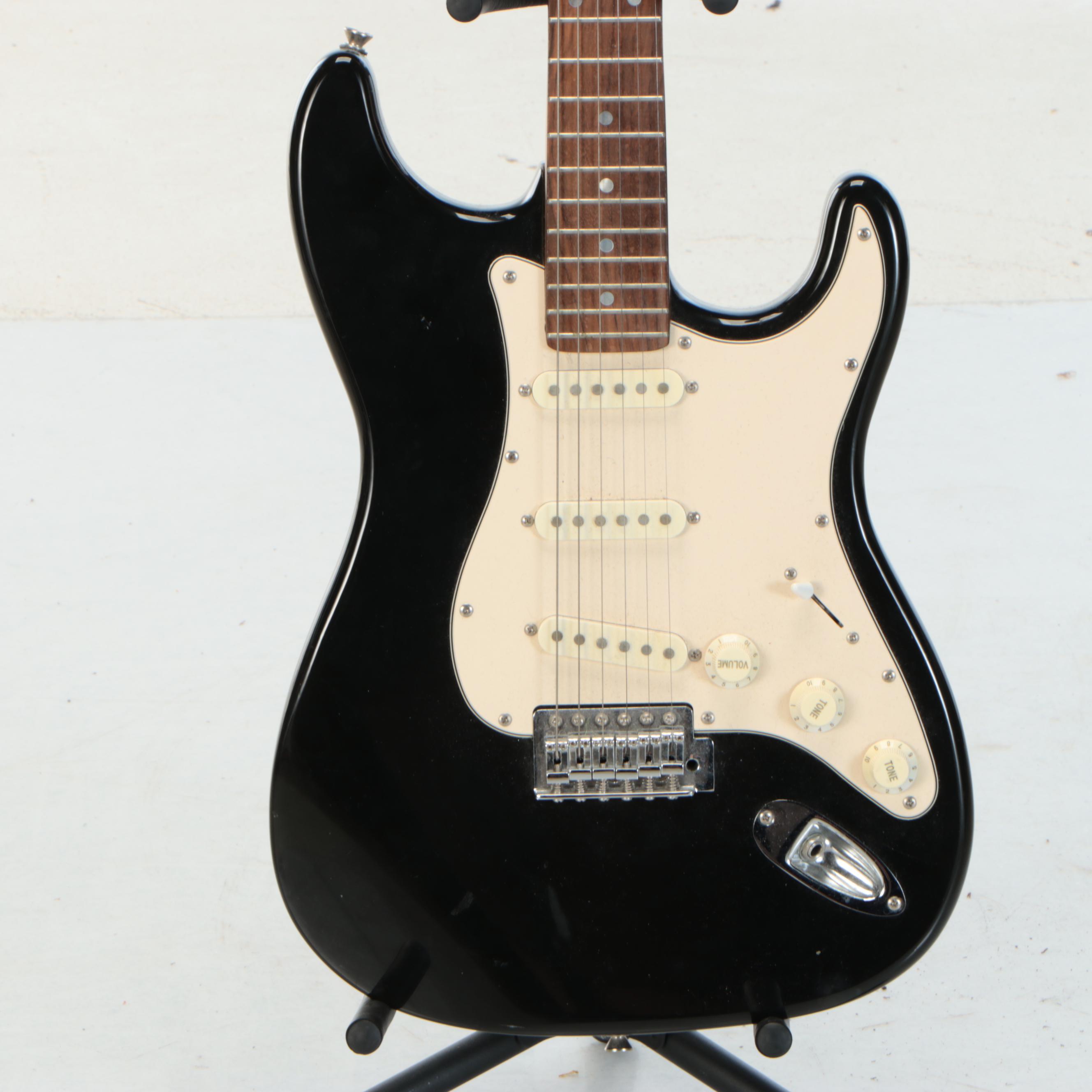 Aria Ariana Strat Style Double Cutaway Black Electric Guitar & Stand
