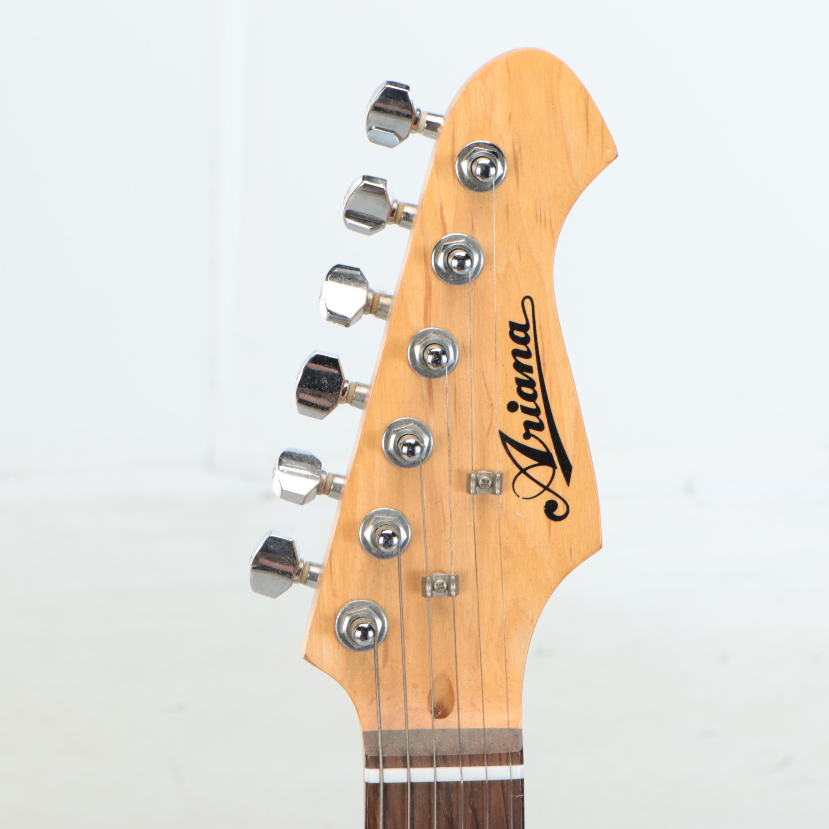 Aria Ariana Strat Style Double Cutaway Black Electric Guitar & Stand