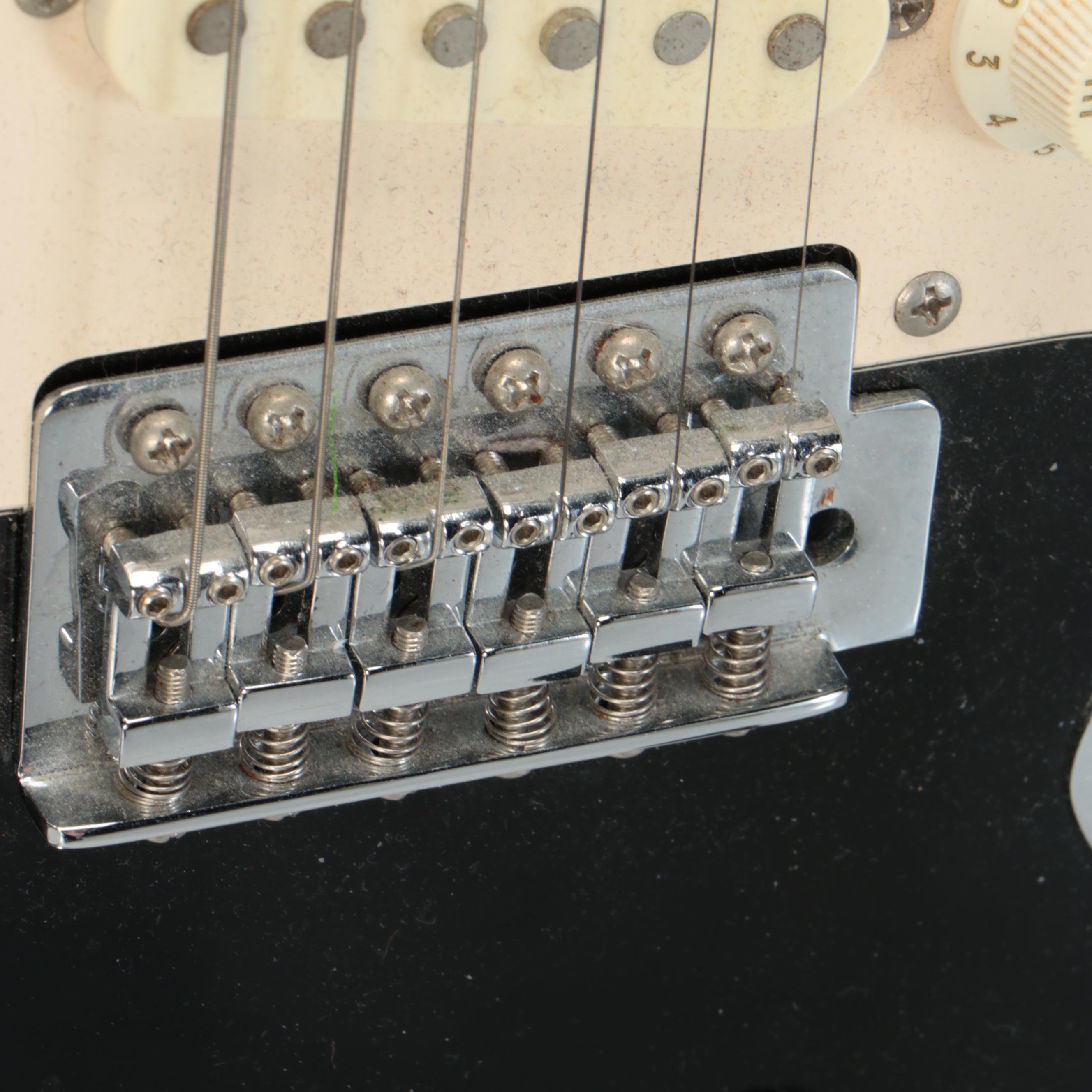 Aria Ariana Strat Style Double Cutaway Black Electric Guitar & Stand