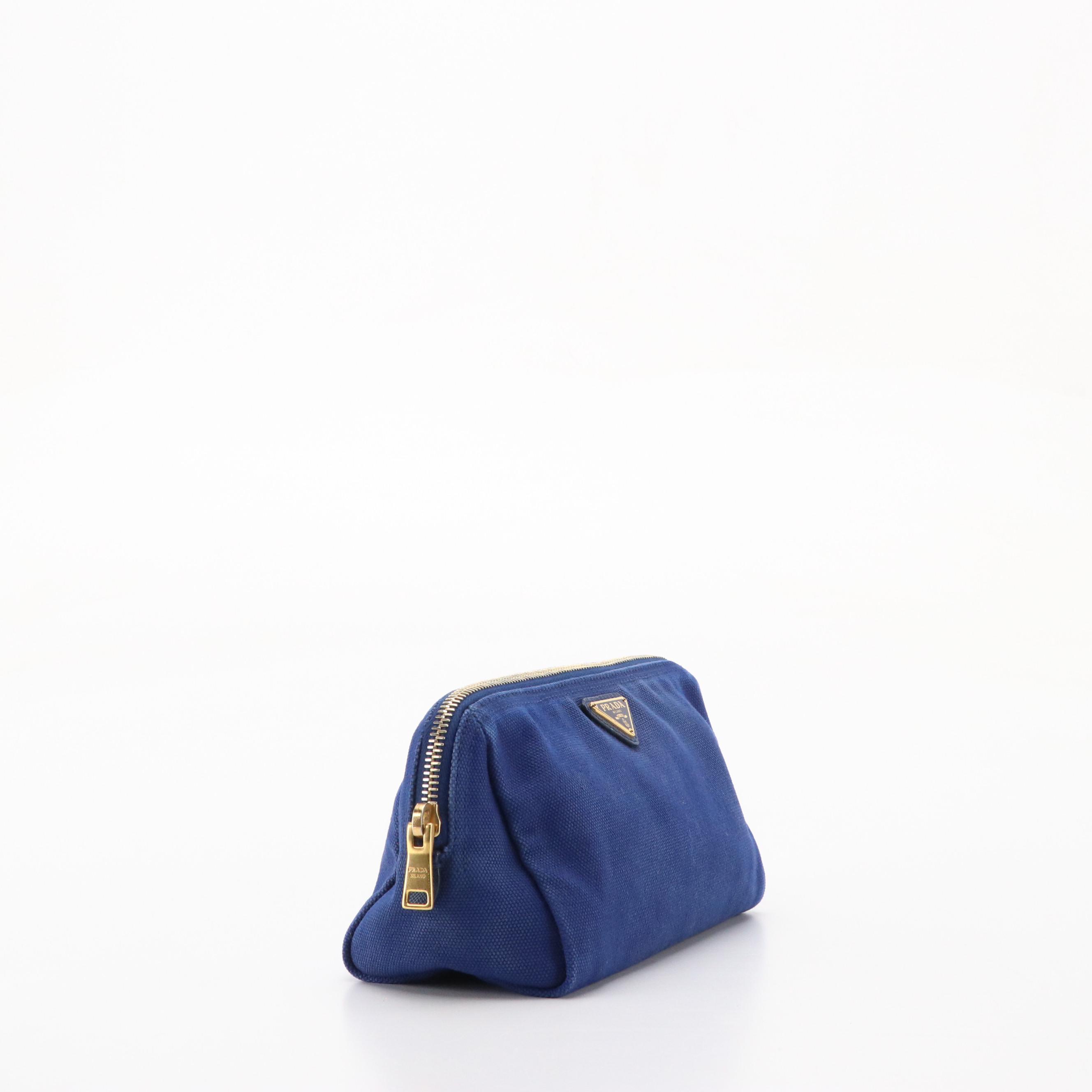 Prada Travel Zip Pouch in Royal Blue Canvas