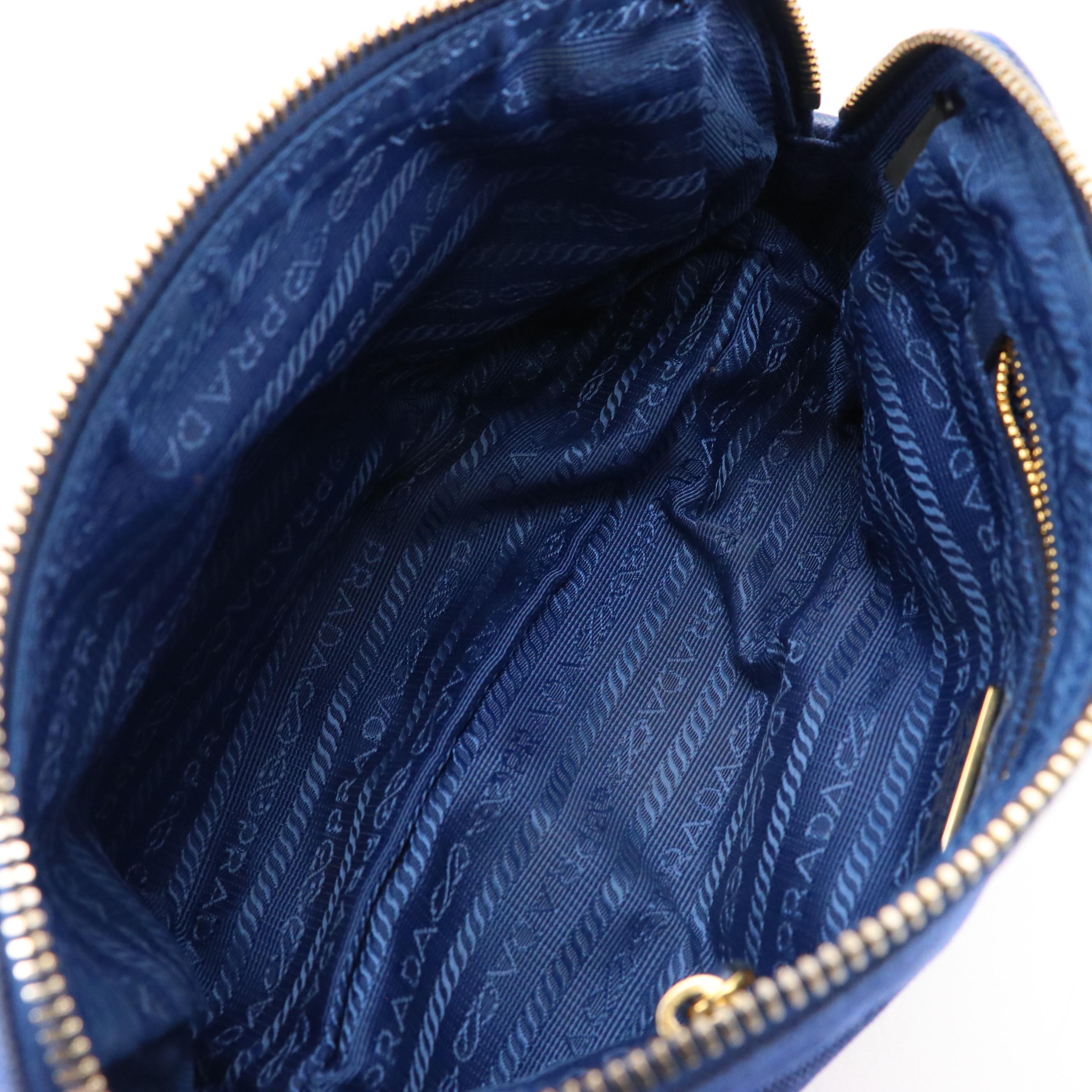 Prada Travel Zip Pouch in Royal Blue Canvas