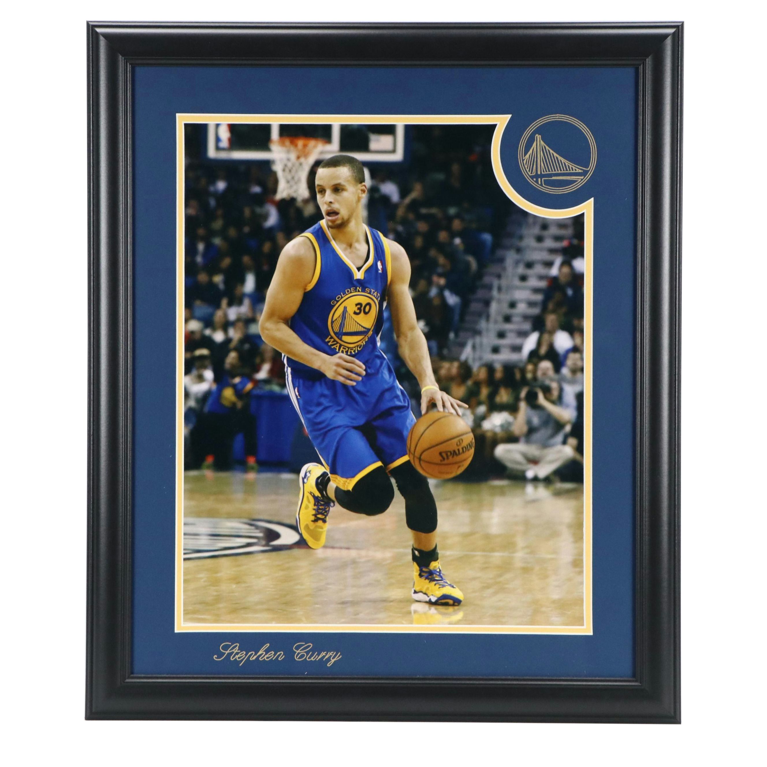 Stephen Curry Golden State Warriors Basketball Print in Matted Frame