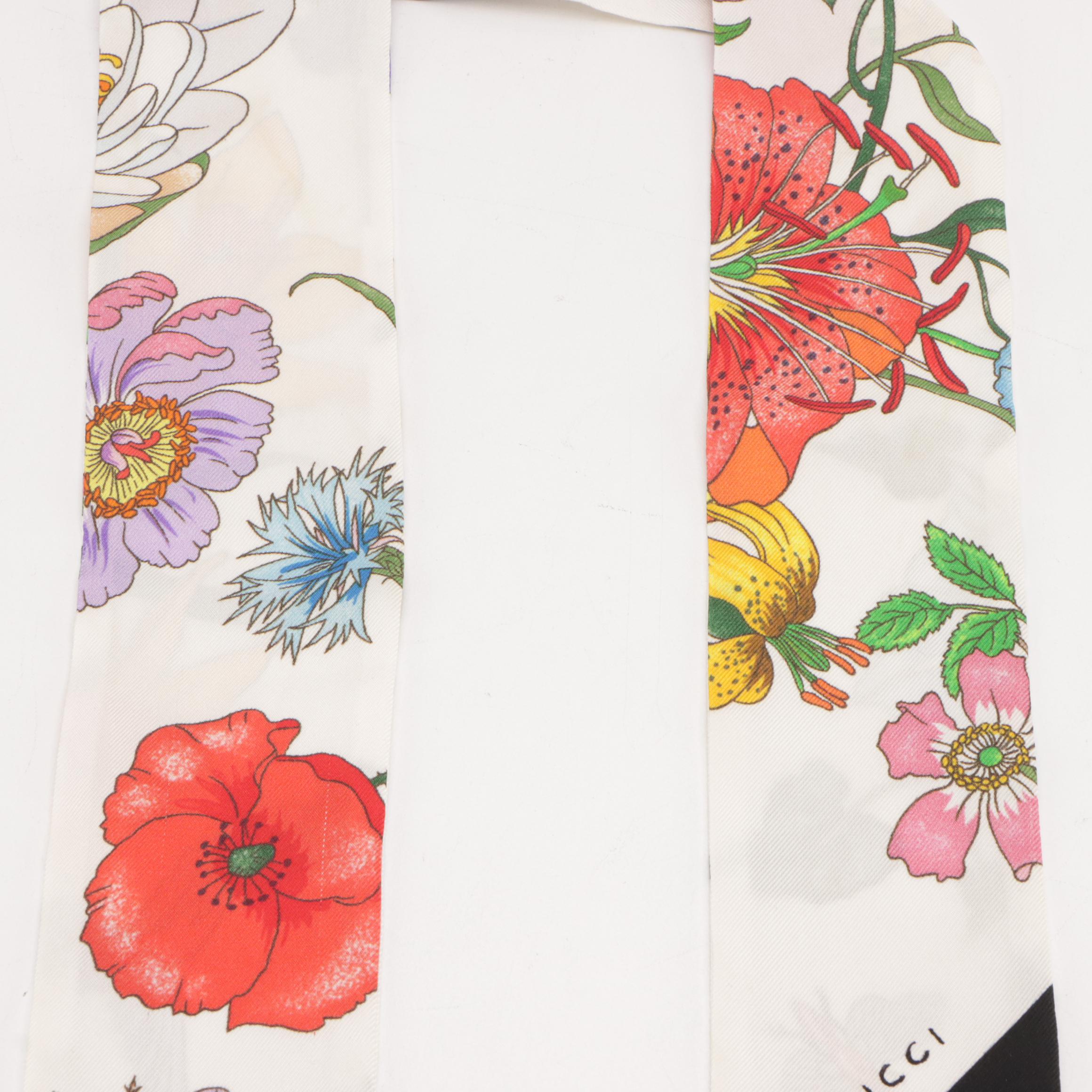 Gucci Flora Print Silk Twill Bandeau Scarf