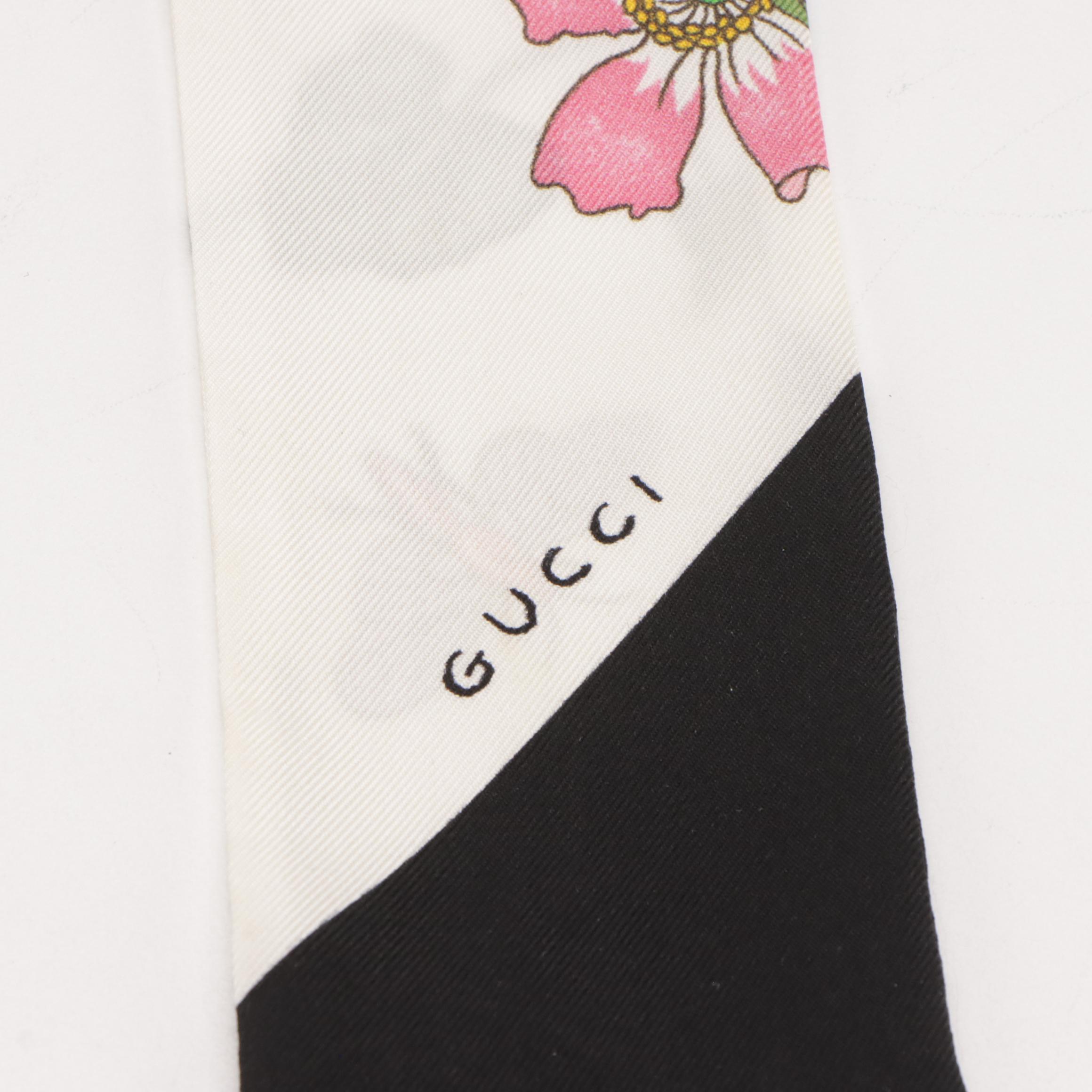 Gucci Flora Print Silk Twill Bandeau Scarf