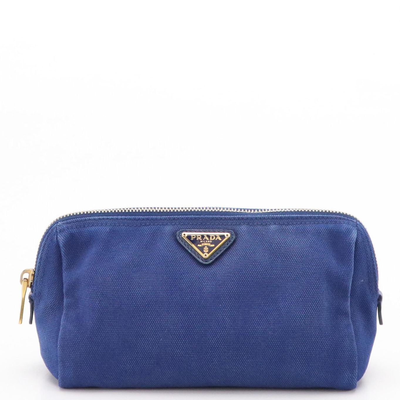 Prada Travel Zip Pouch in Royal Blue Canvas