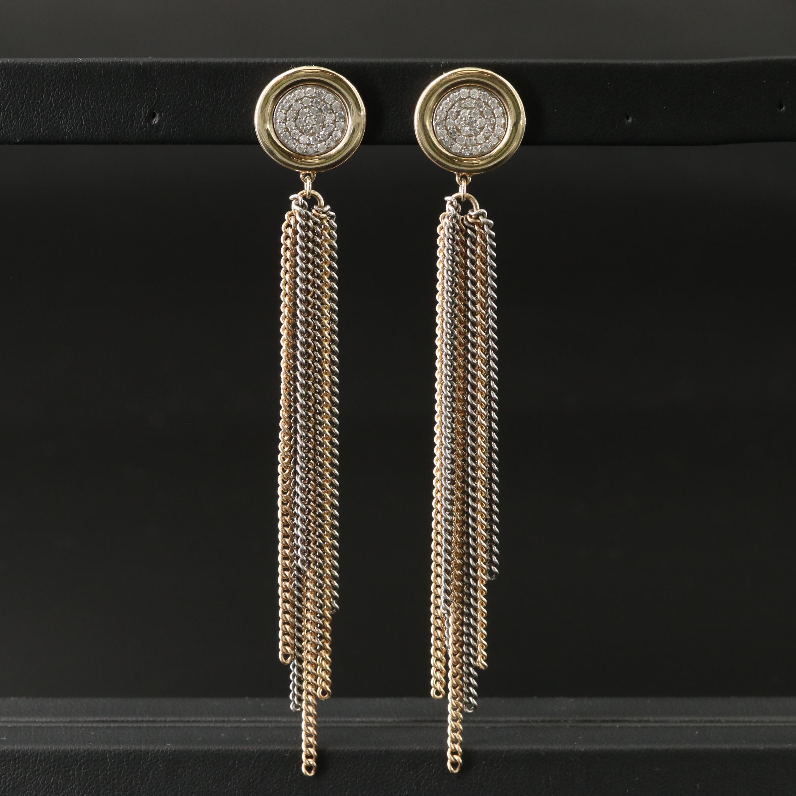 Sheryl Lowe 14K and Sterling Diamond Fringe Earrings