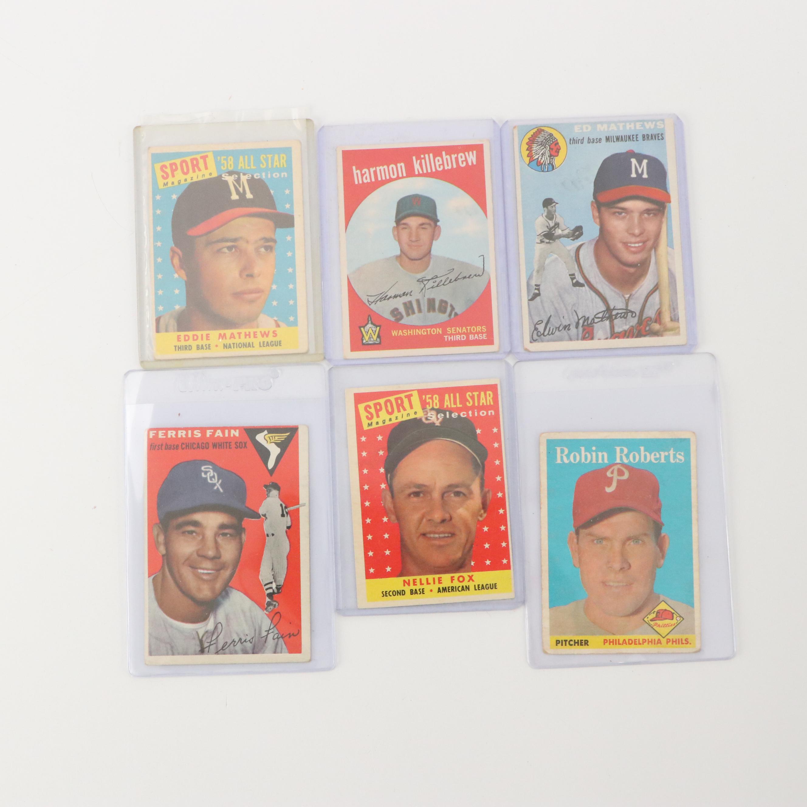 Topps Baseball Cards Featuring Harmon Killebrew, Nellie Fox, and More, 1950s
