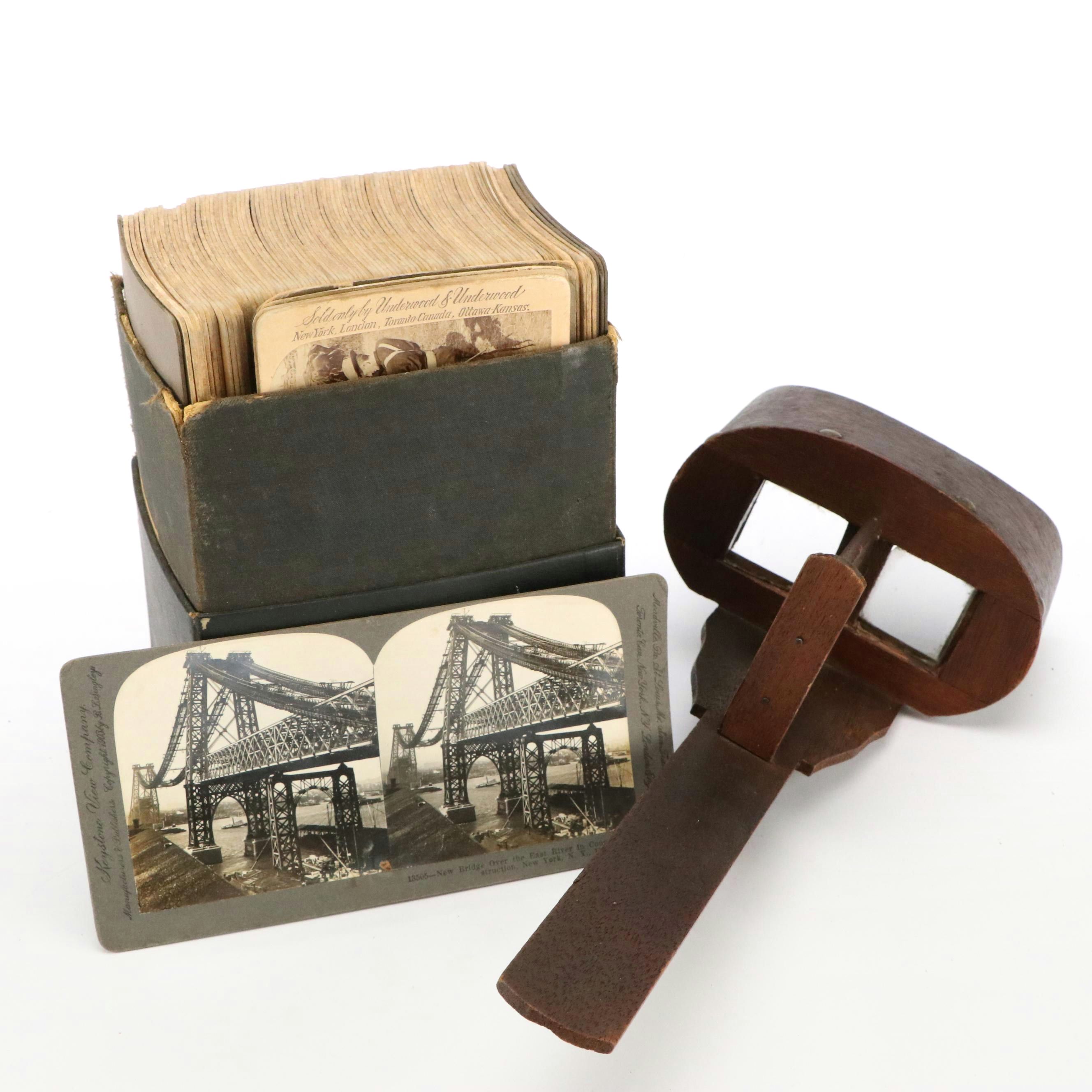Keystone View Co. and Other Stereo Cards with Stereoscope