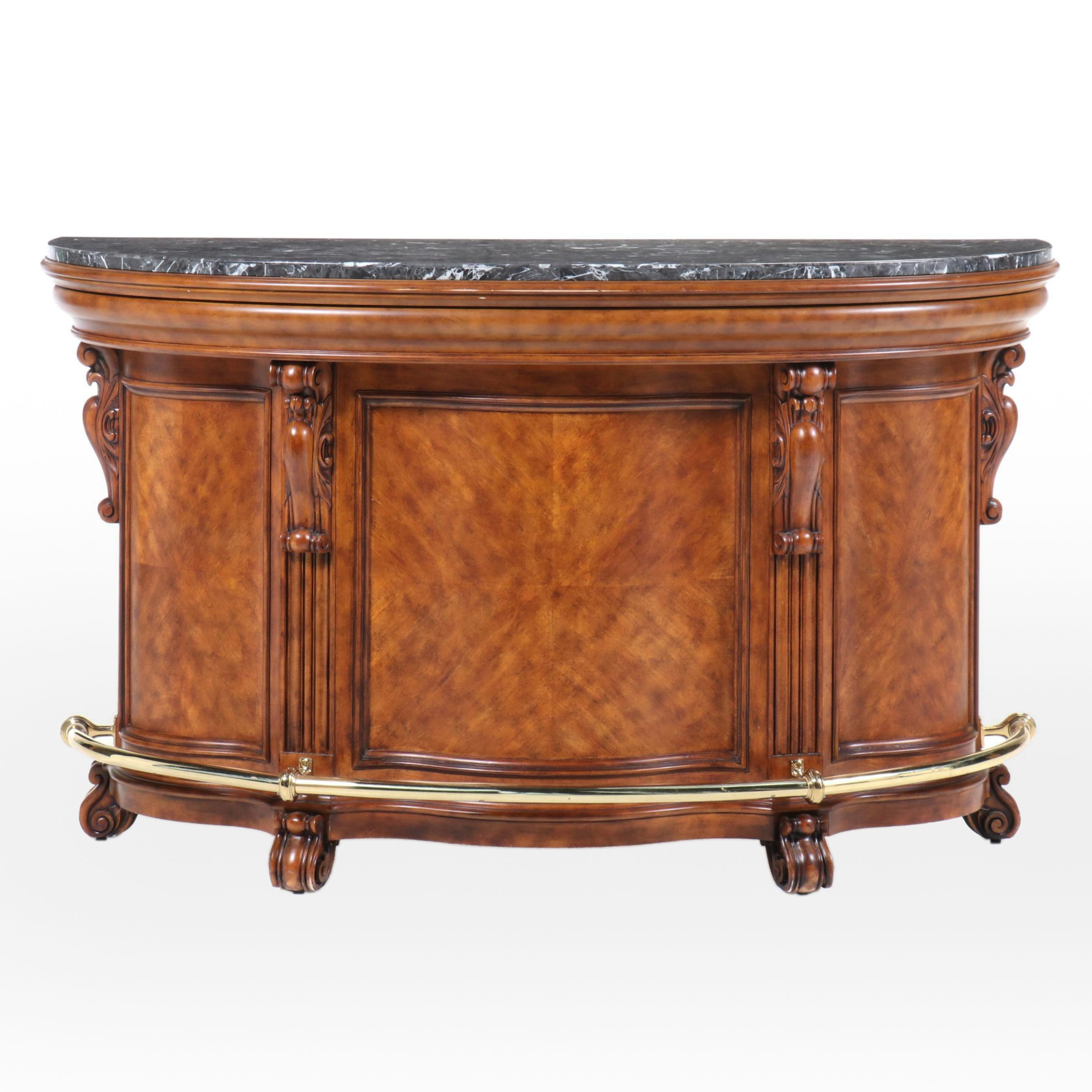 Pulaski Furniture "Edwardian" Marble Top Wood Bar Cabinet