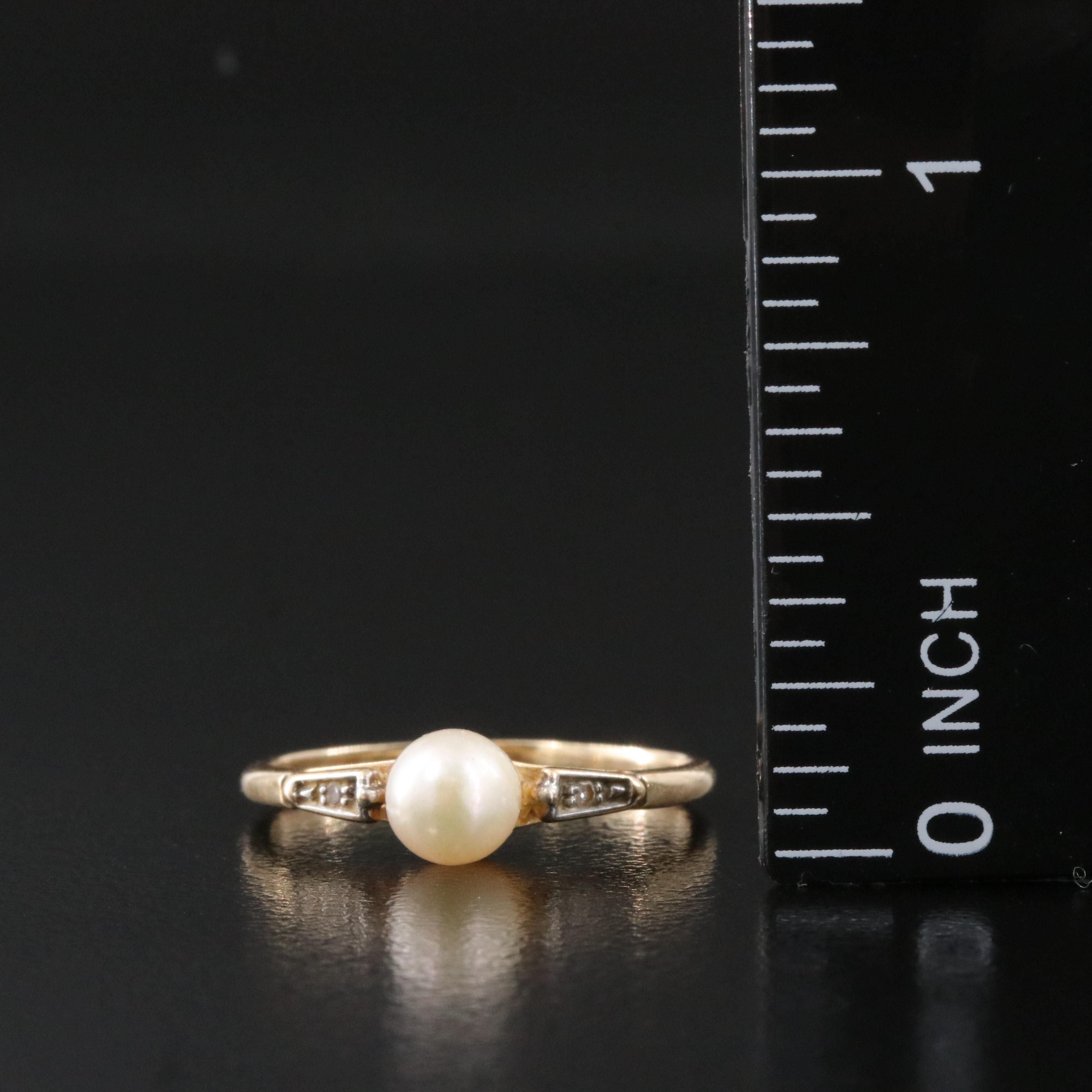 14K Pearl and Diamond Ring