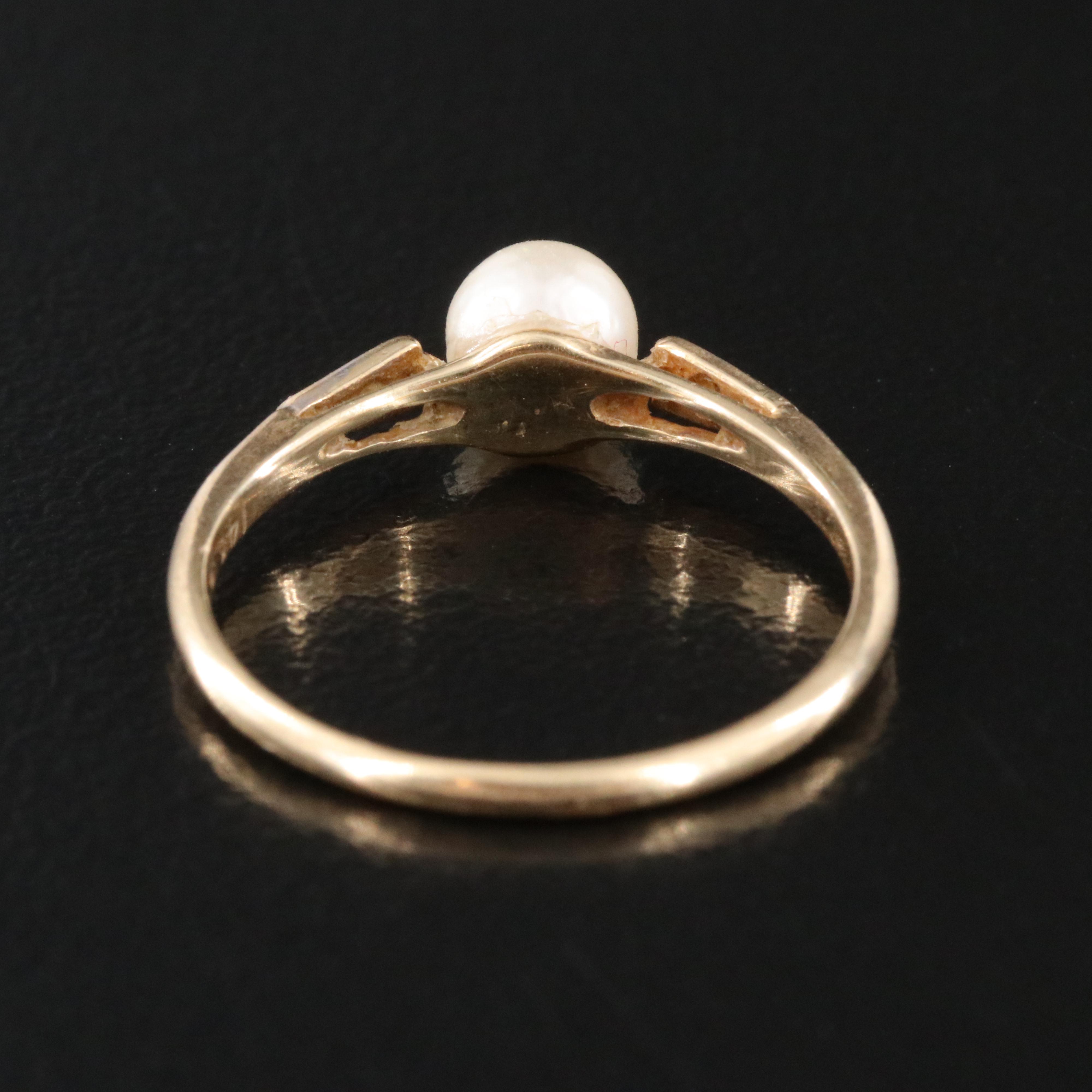14K Pearl and Diamond Ring