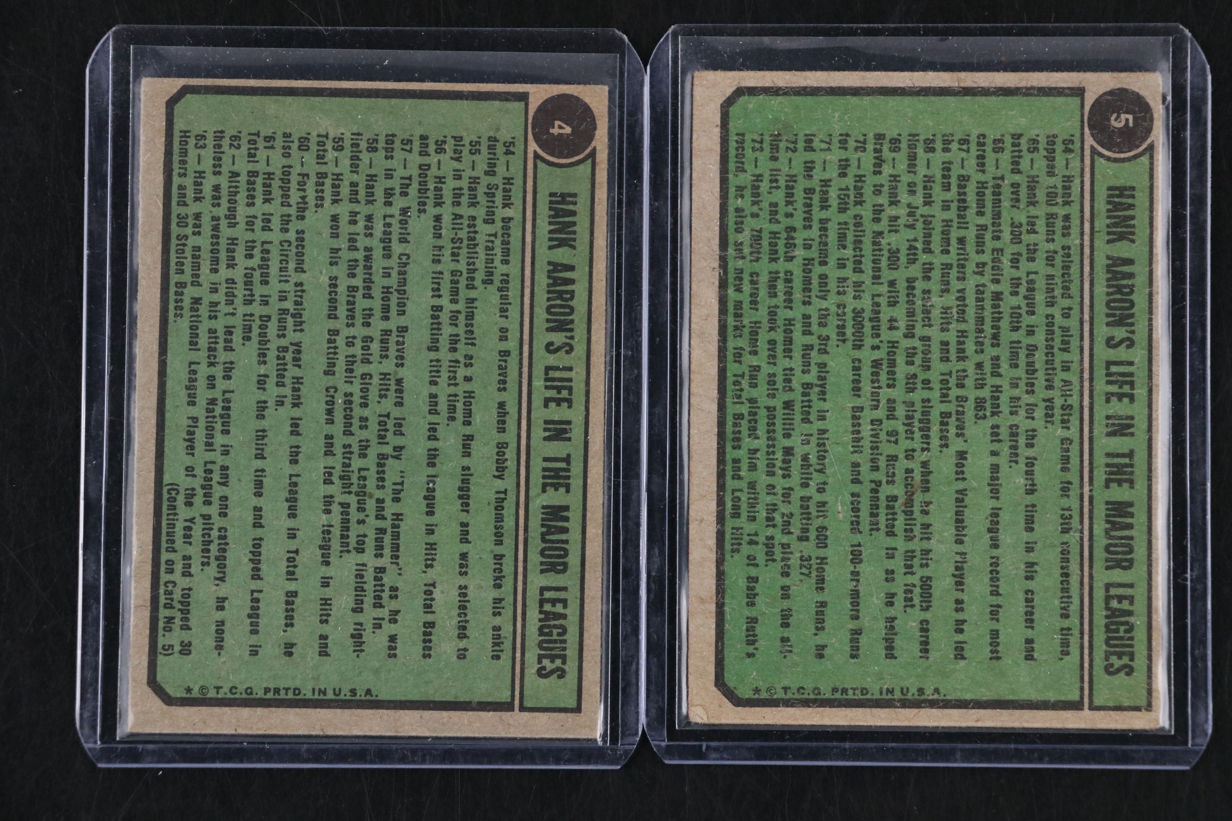 Hank Aaron Topps Baseball Cards Featuring 1957 Milwaukee Braves and More