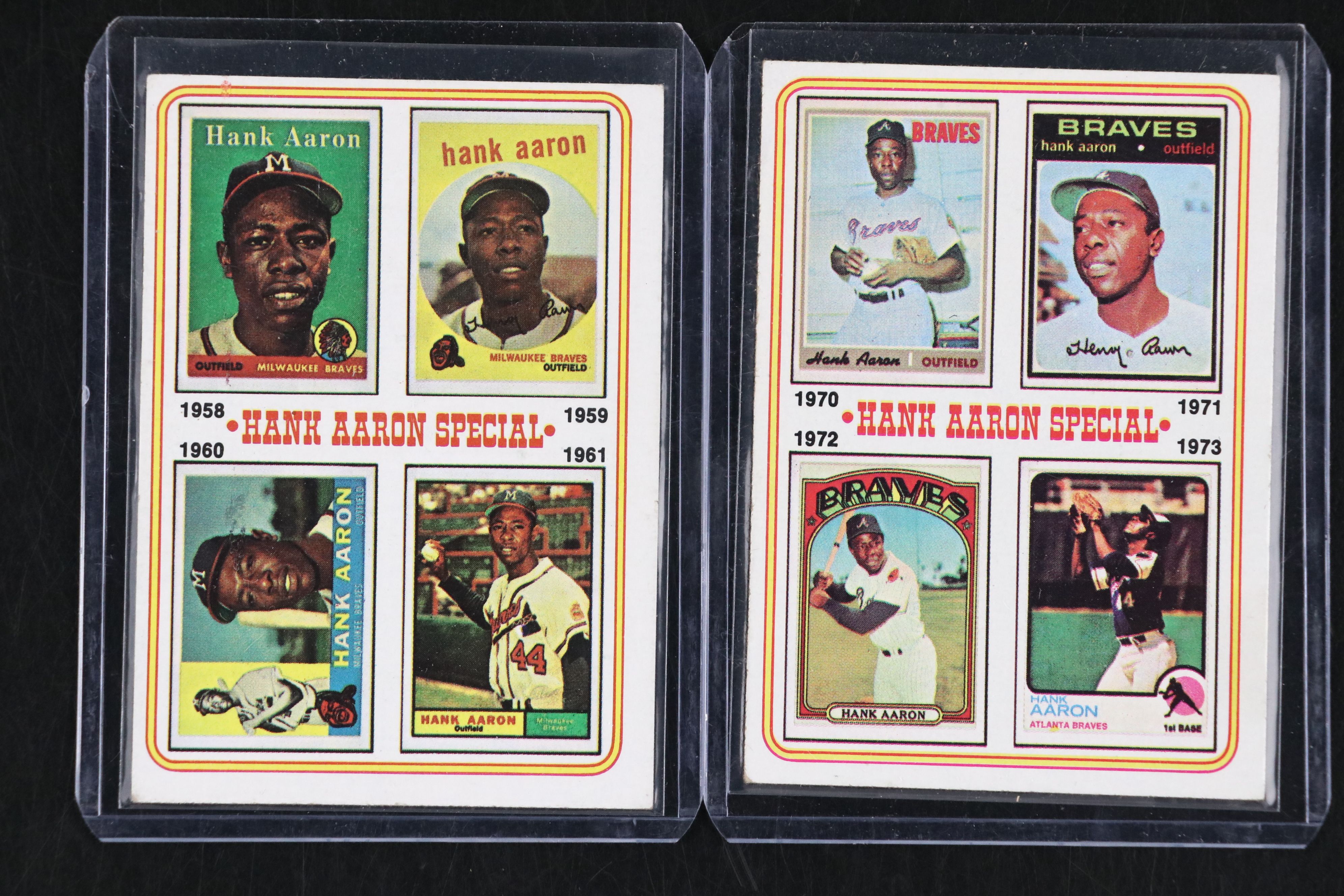 Hank Aaron Topps Baseball Cards Featuring 1957 Milwaukee Braves and More