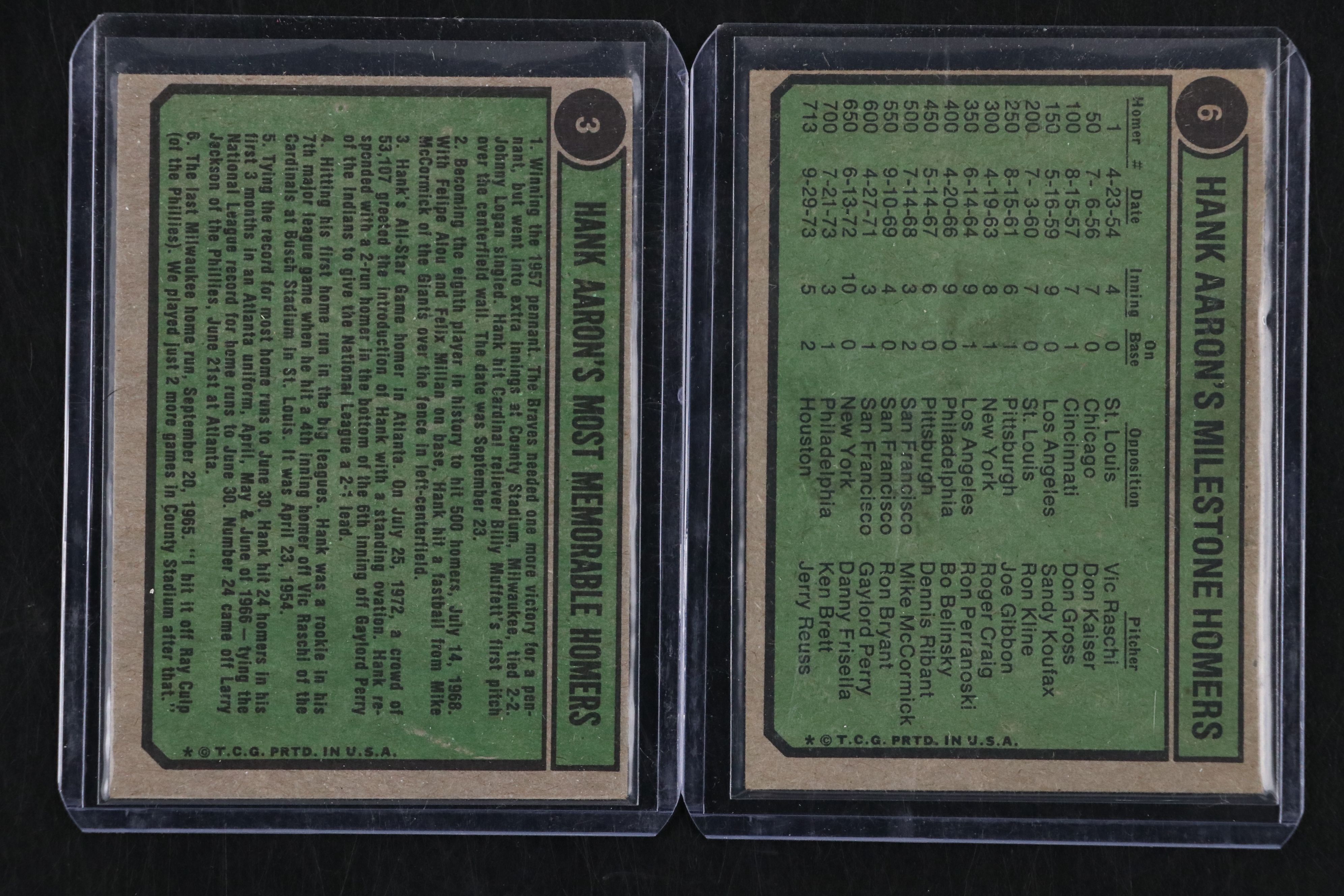 Hank Aaron Topps Baseball Cards Featuring 1957 Milwaukee Braves and More