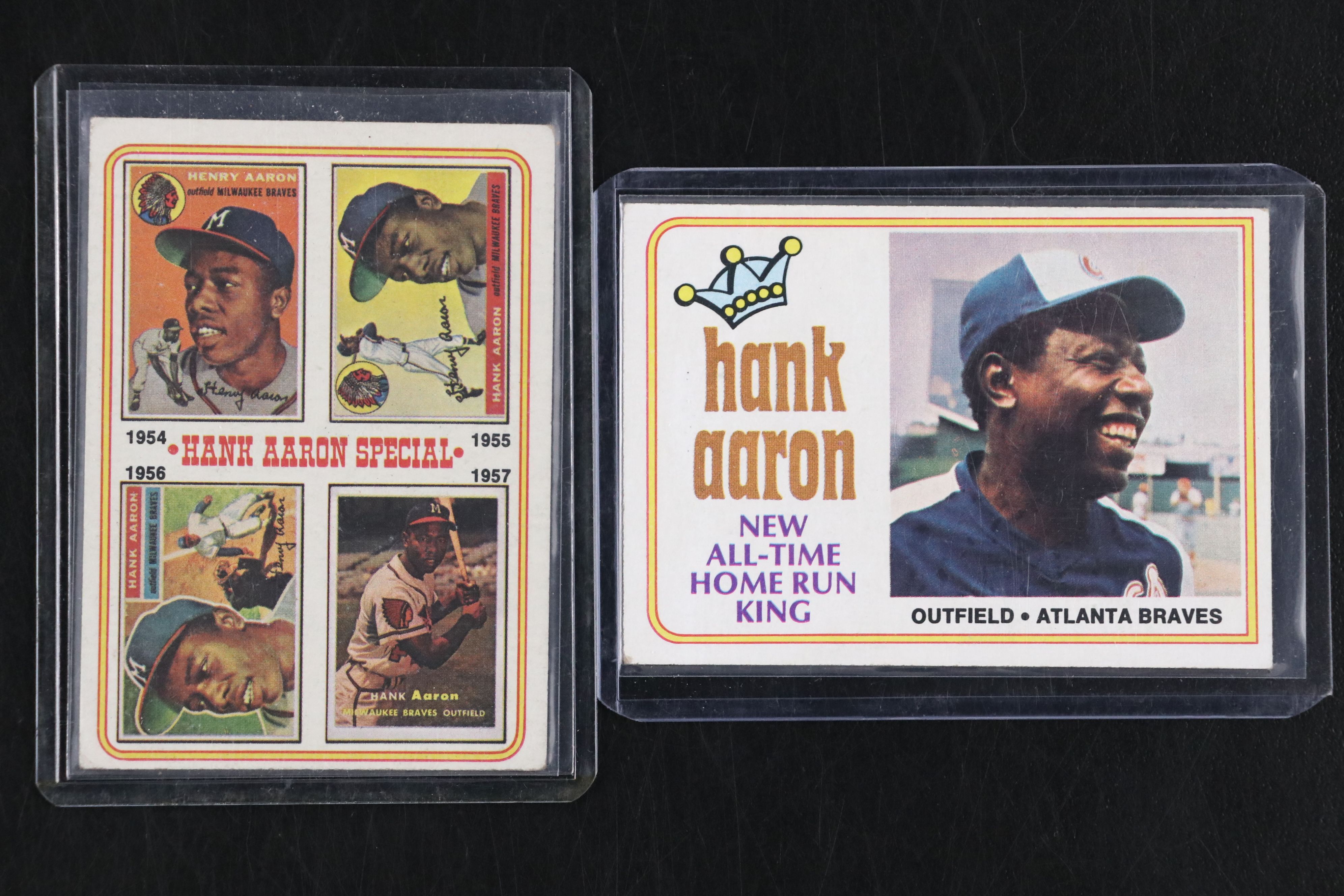 Hank Aaron Topps Baseball Cards Featuring 1957 Milwaukee Braves and More