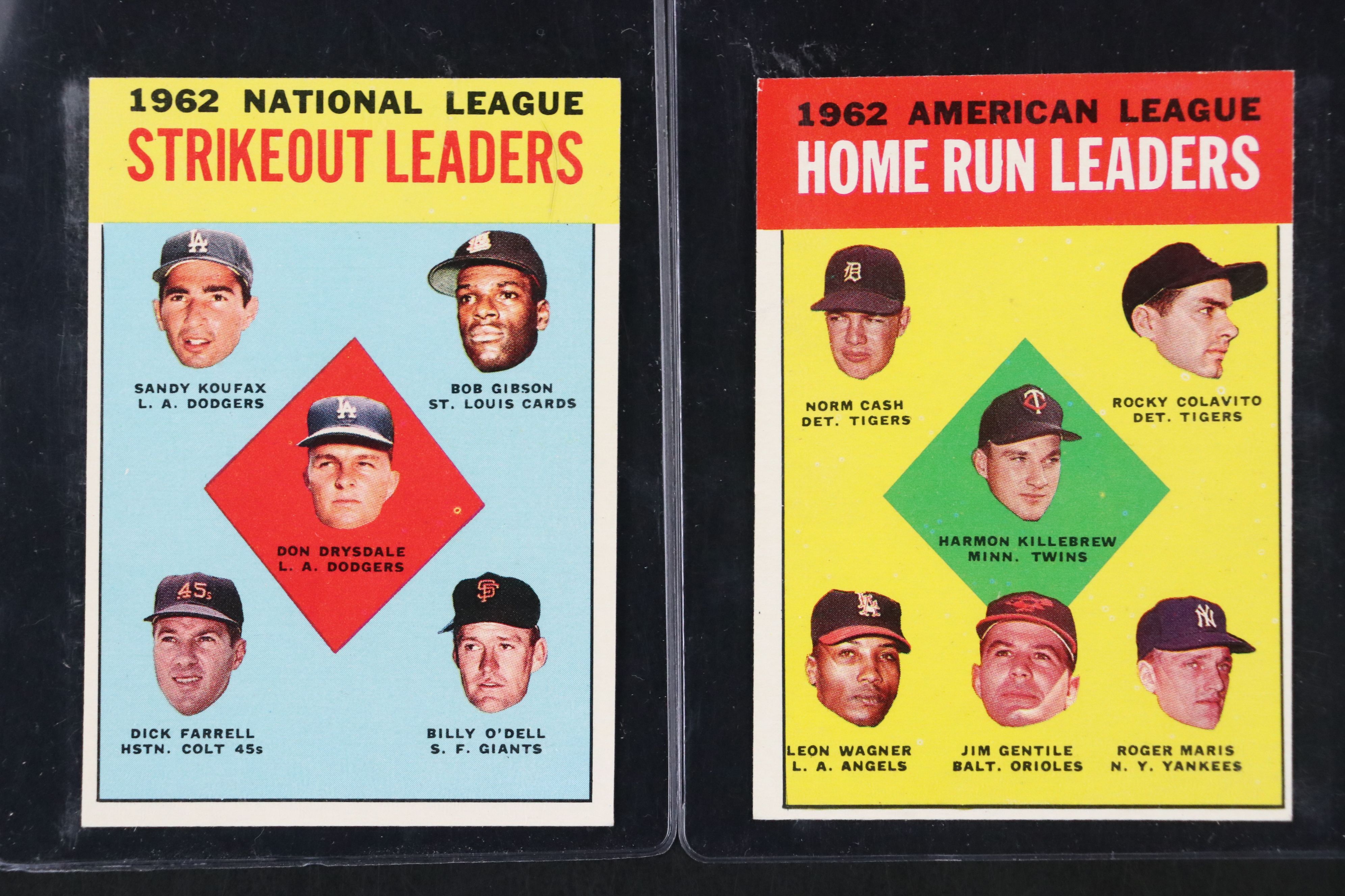1963 Topps Baseball Cards Featuring Mickey Mantle, Sandy Koufax, and More