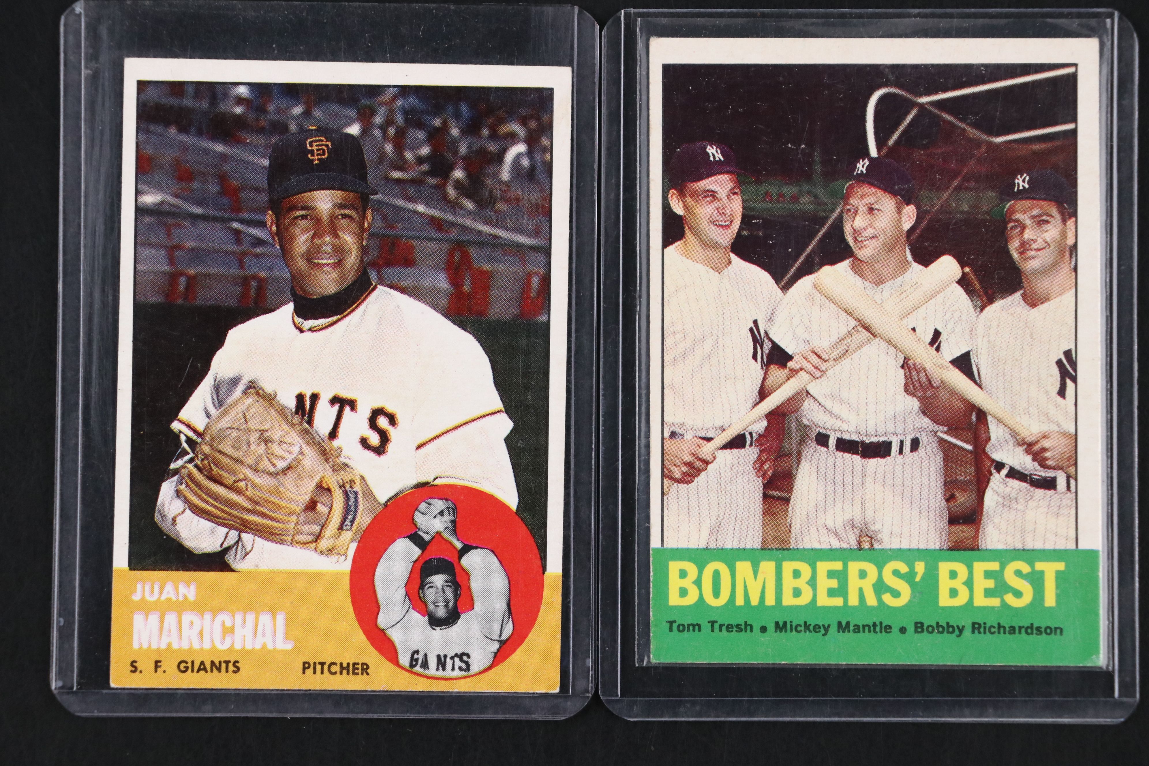 1963 Topps Baseball Cards Featuring Mickey Mantle, Sandy Koufax, and More