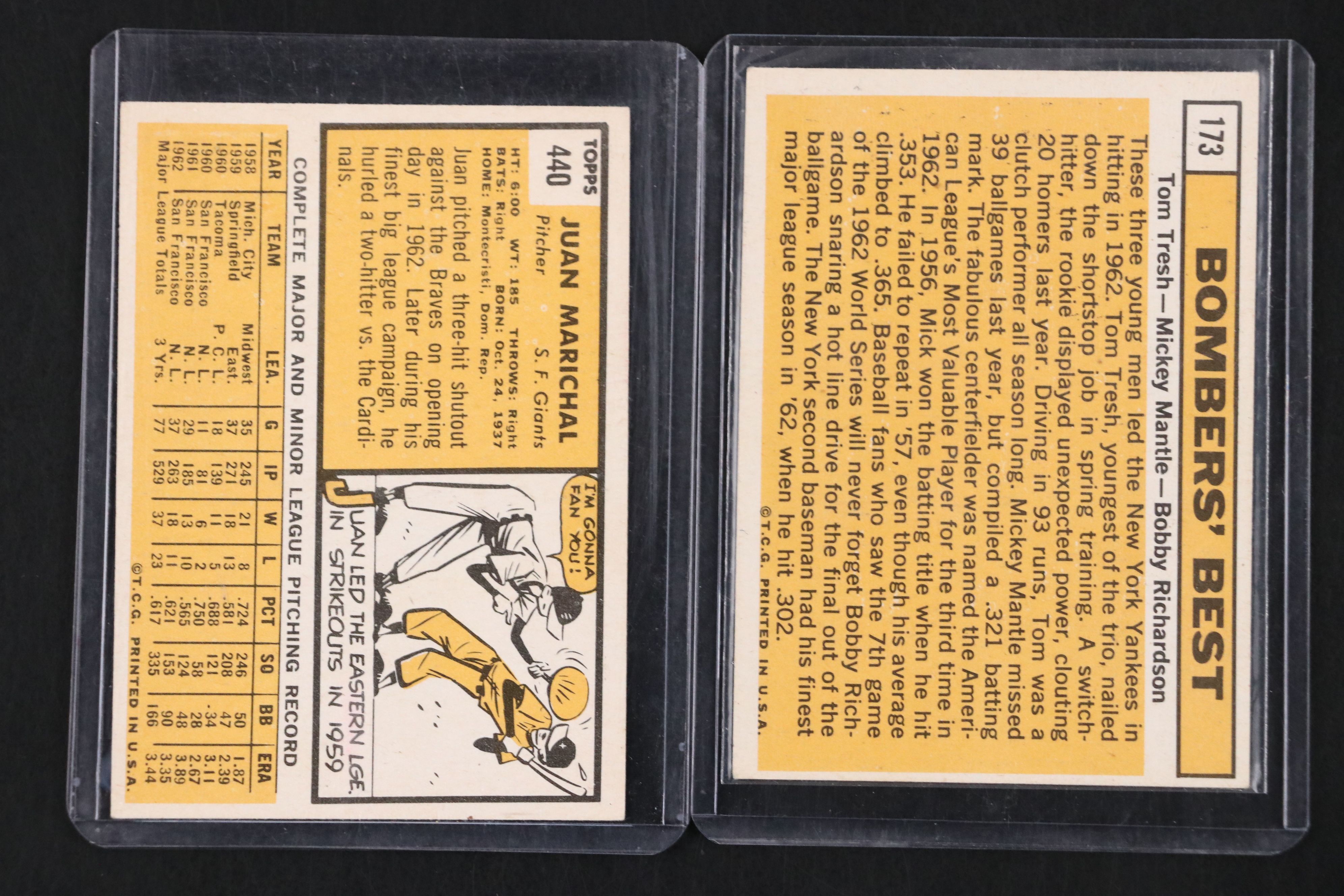 1963 Topps Baseball Cards Featuring Mickey Mantle, Sandy Koufax, and More