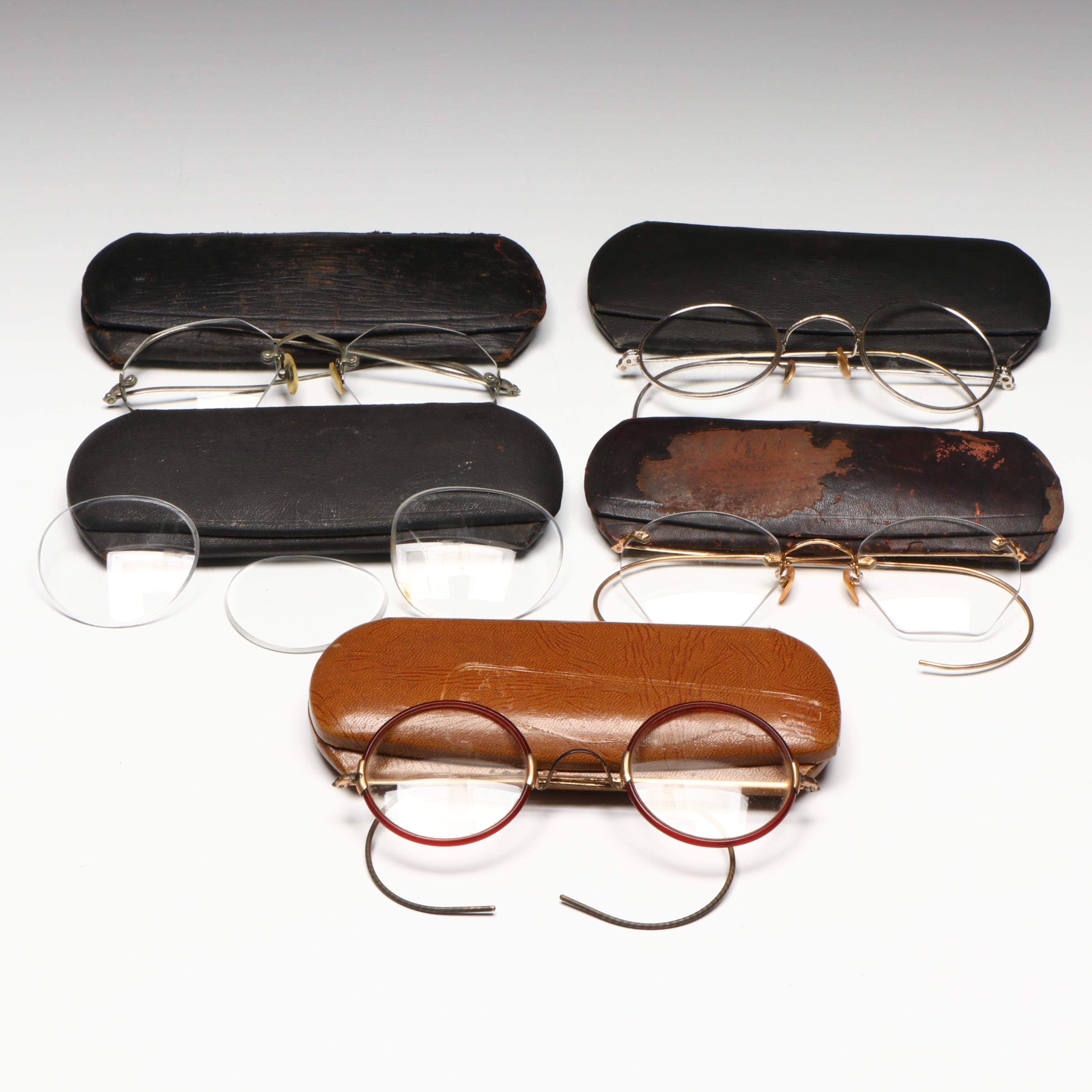Gold Filled and Wire Frame Eyeglasses, Early to Mid-20th Century