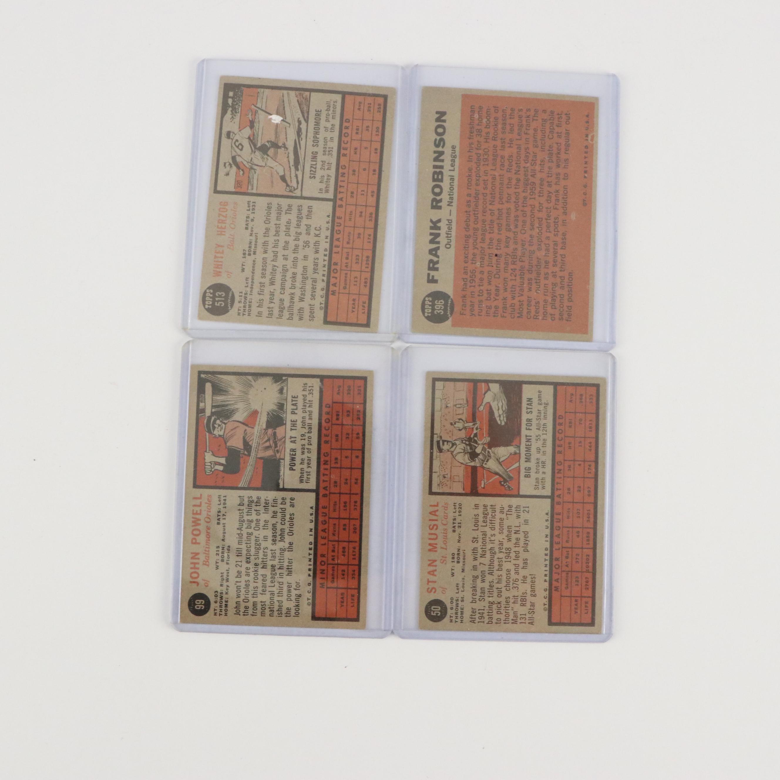 1962 Topps Baseball Cards Featuring Mickey Mantle, Frank Robinson, and More