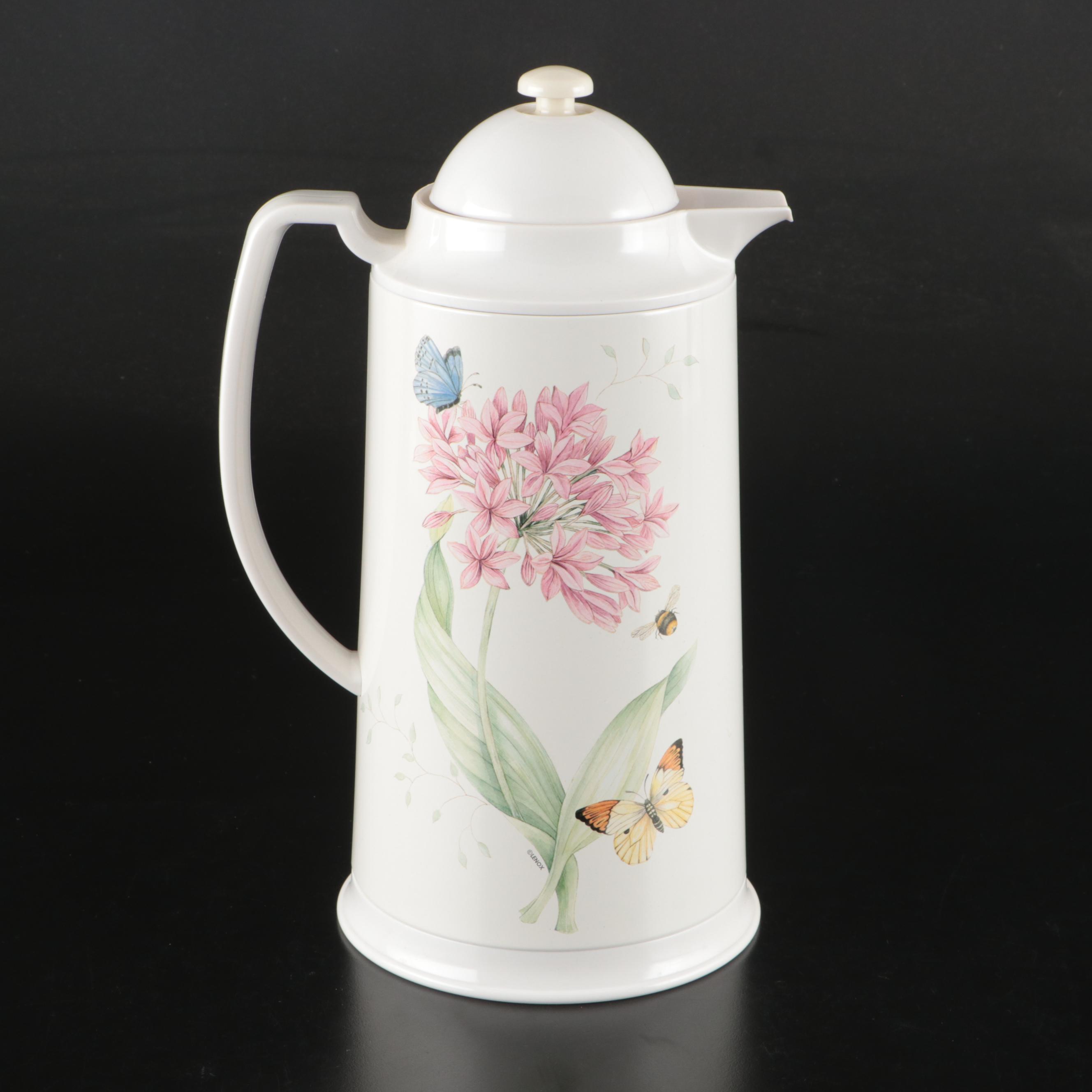 Lenox "Butterfly Meadow" Plastic Thermal Carafe with Ceramic Mugs and Dinnerware