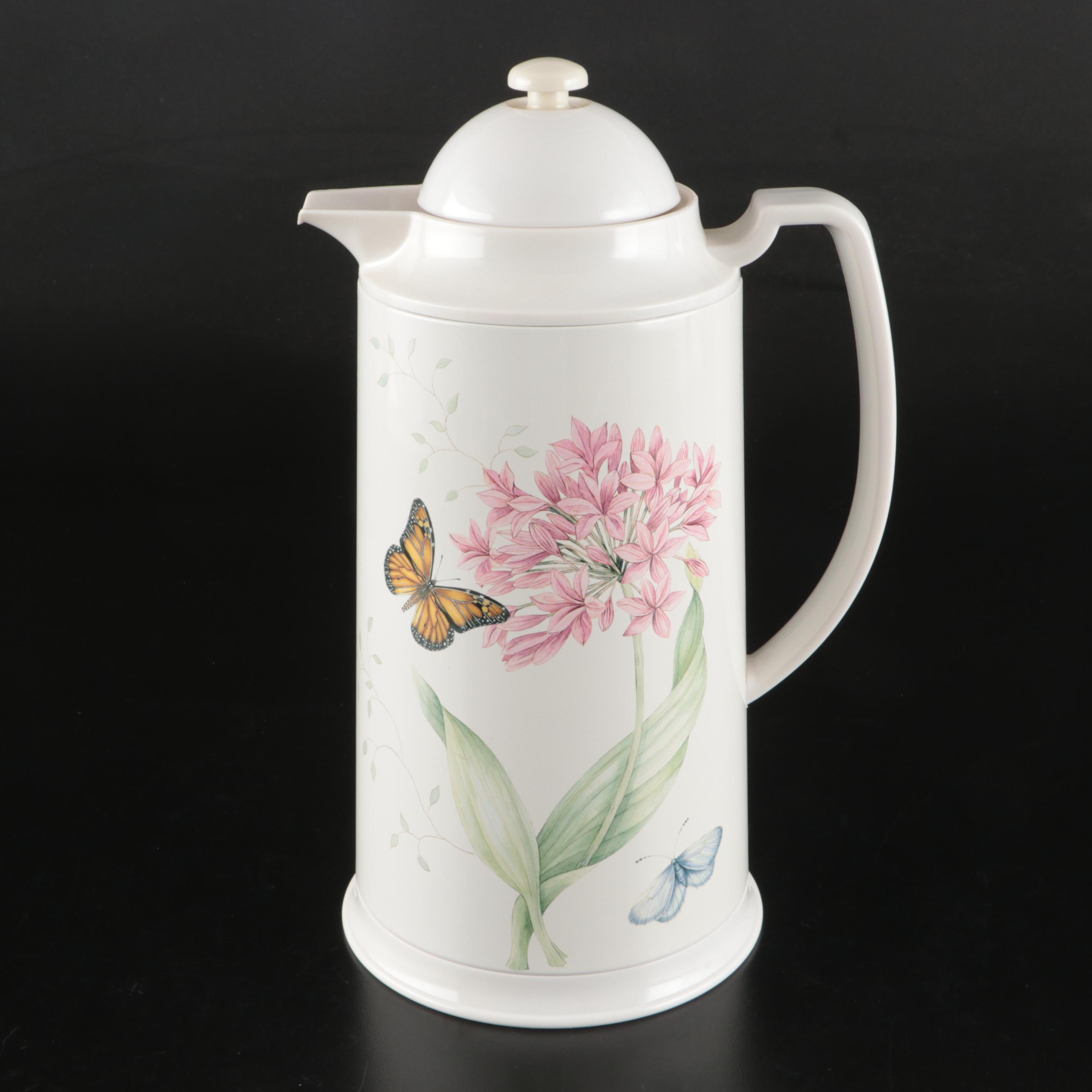 Lenox "Butterfly Meadow" Plastic Thermal Carafe with Ceramic Mugs and Dinnerware