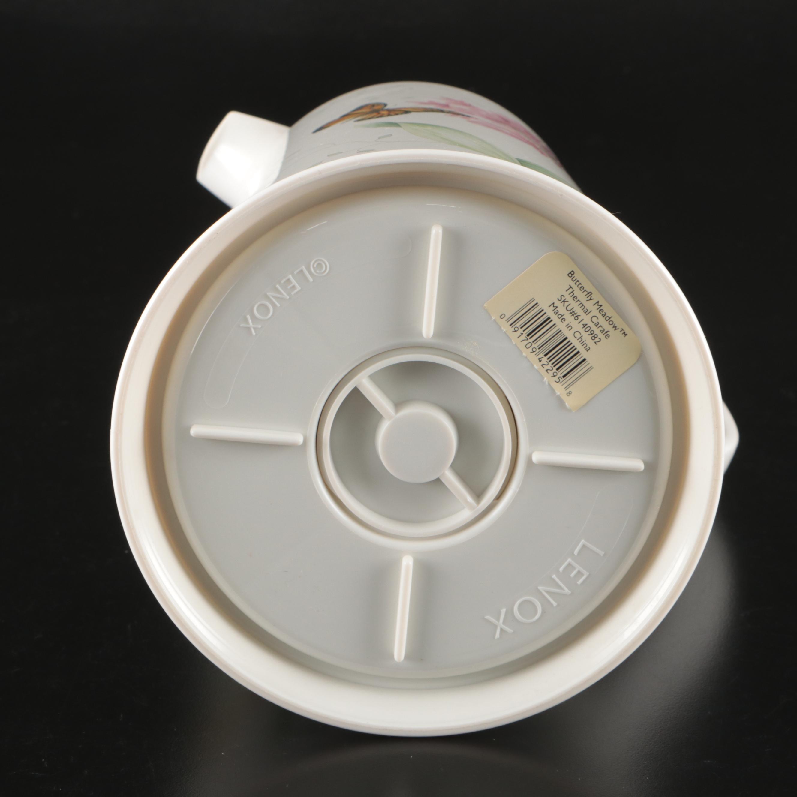 Lenox "Butterfly Meadow" Plastic Thermal Carafe with Ceramic Mugs and Dinnerware