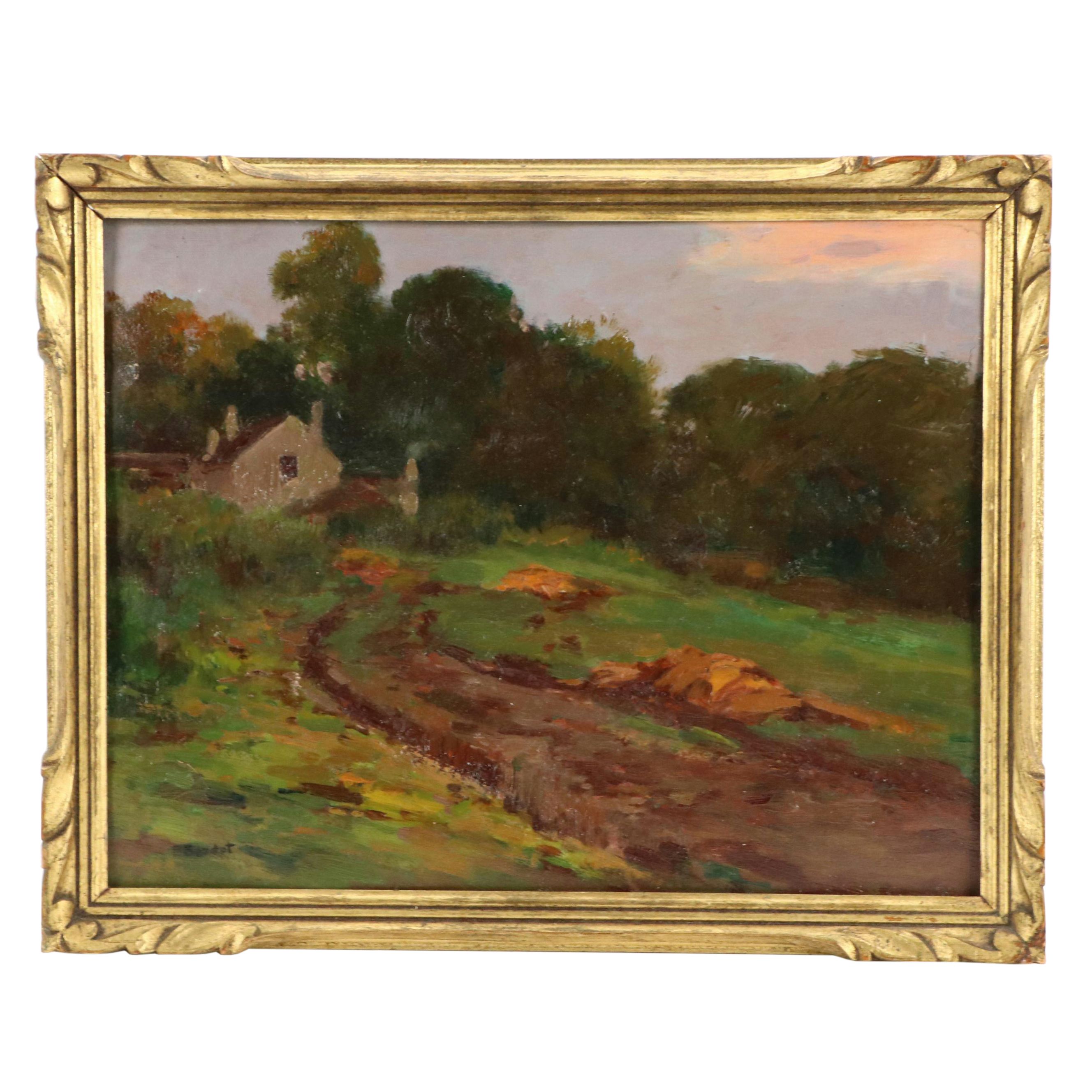 Paul Boudot Landscape Oil Painting, Circa 1935
