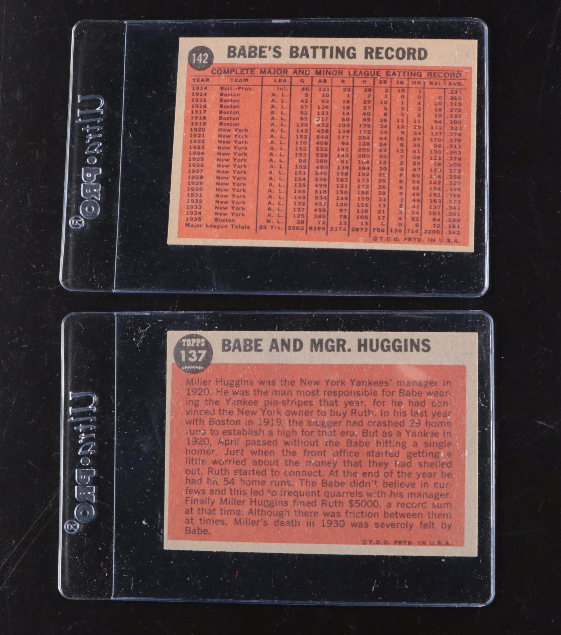 1962 Topps "Babe Ruth Special" Baseball Cards