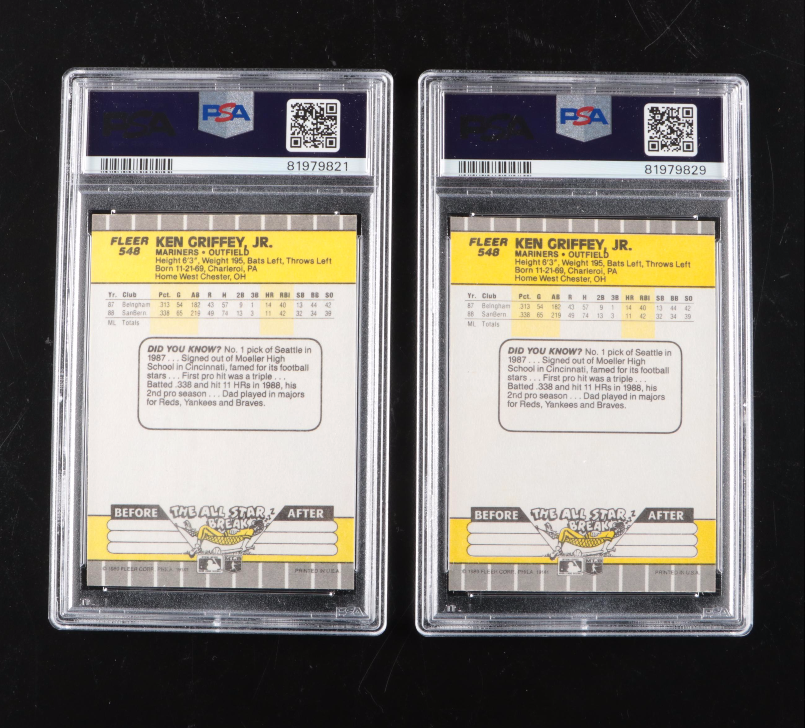 1989 Ken Griffey Jr. PSA Graded Rookie Cards with More