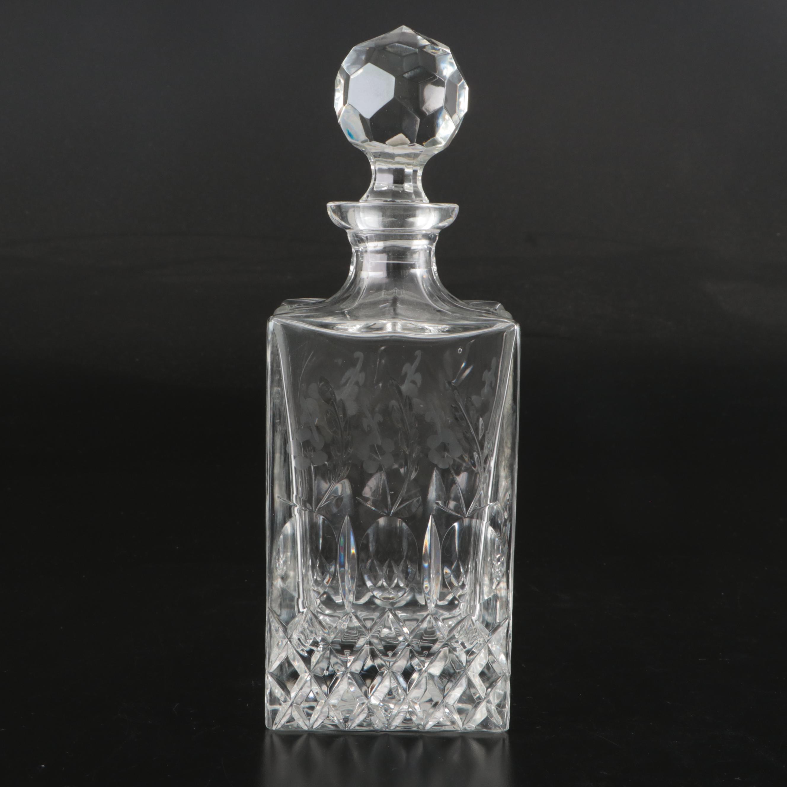 "Galaxy" Crystal Block Decanter with Other Cut Crystal Decanters