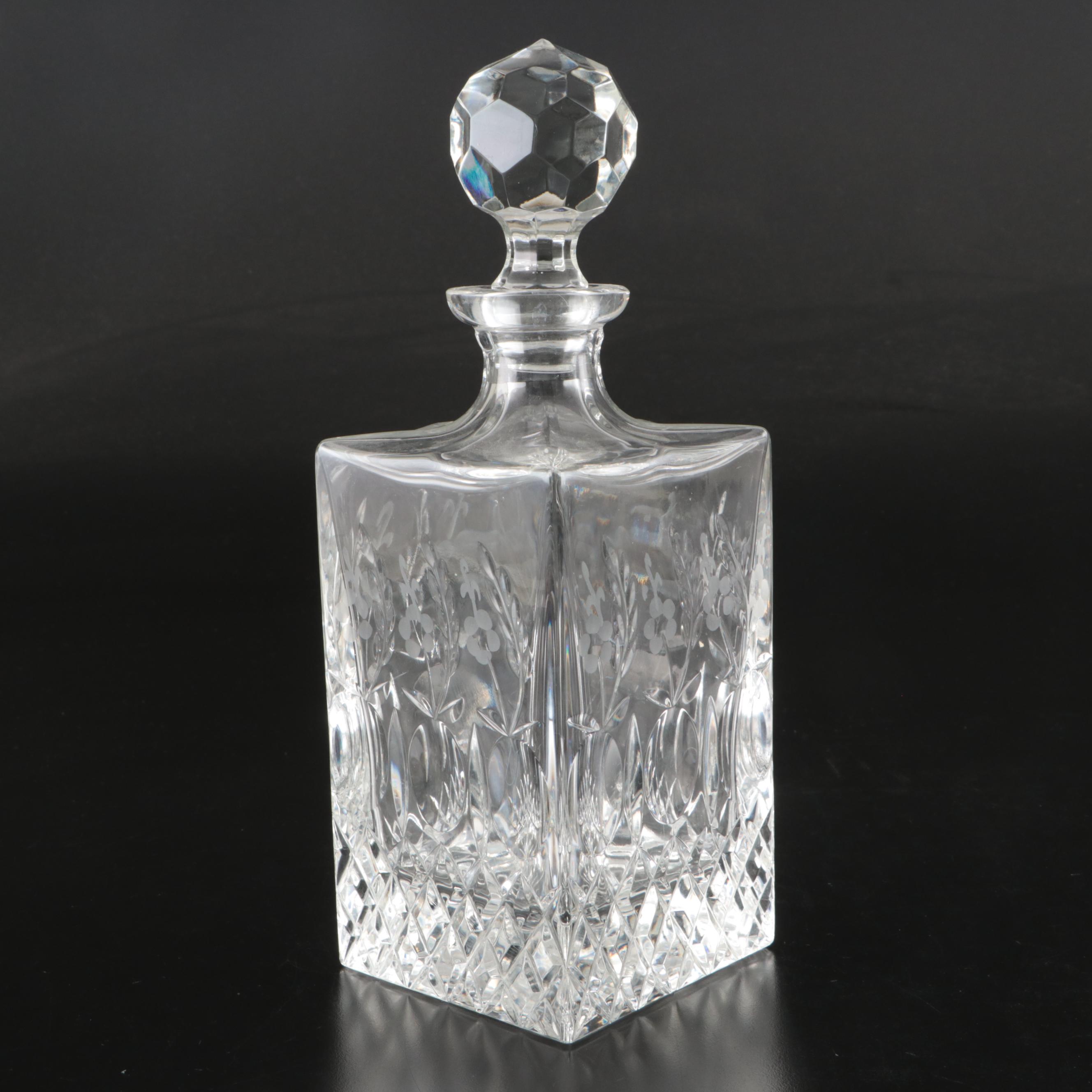 "Galaxy" Crystal Block Decanter with Other Cut Crystal Decanters