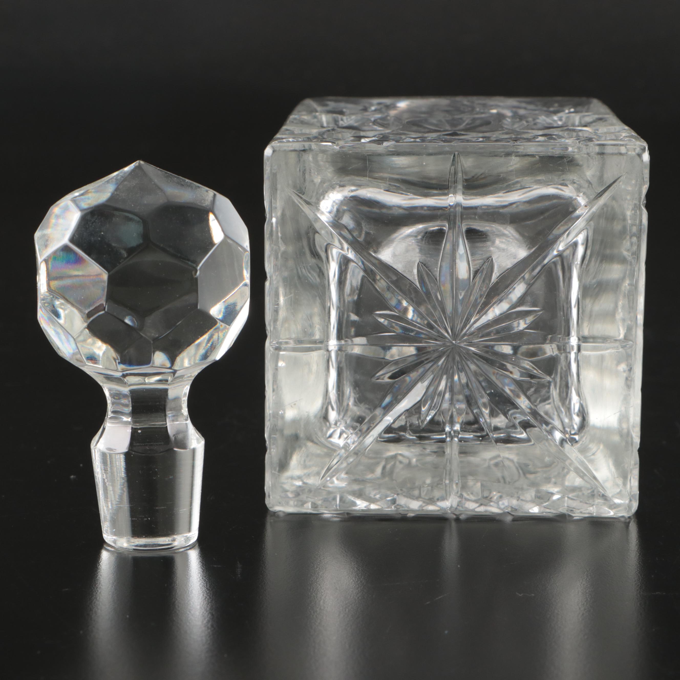 "Galaxy" Crystal Block Decanter with Other Cut Crystal Decanters
