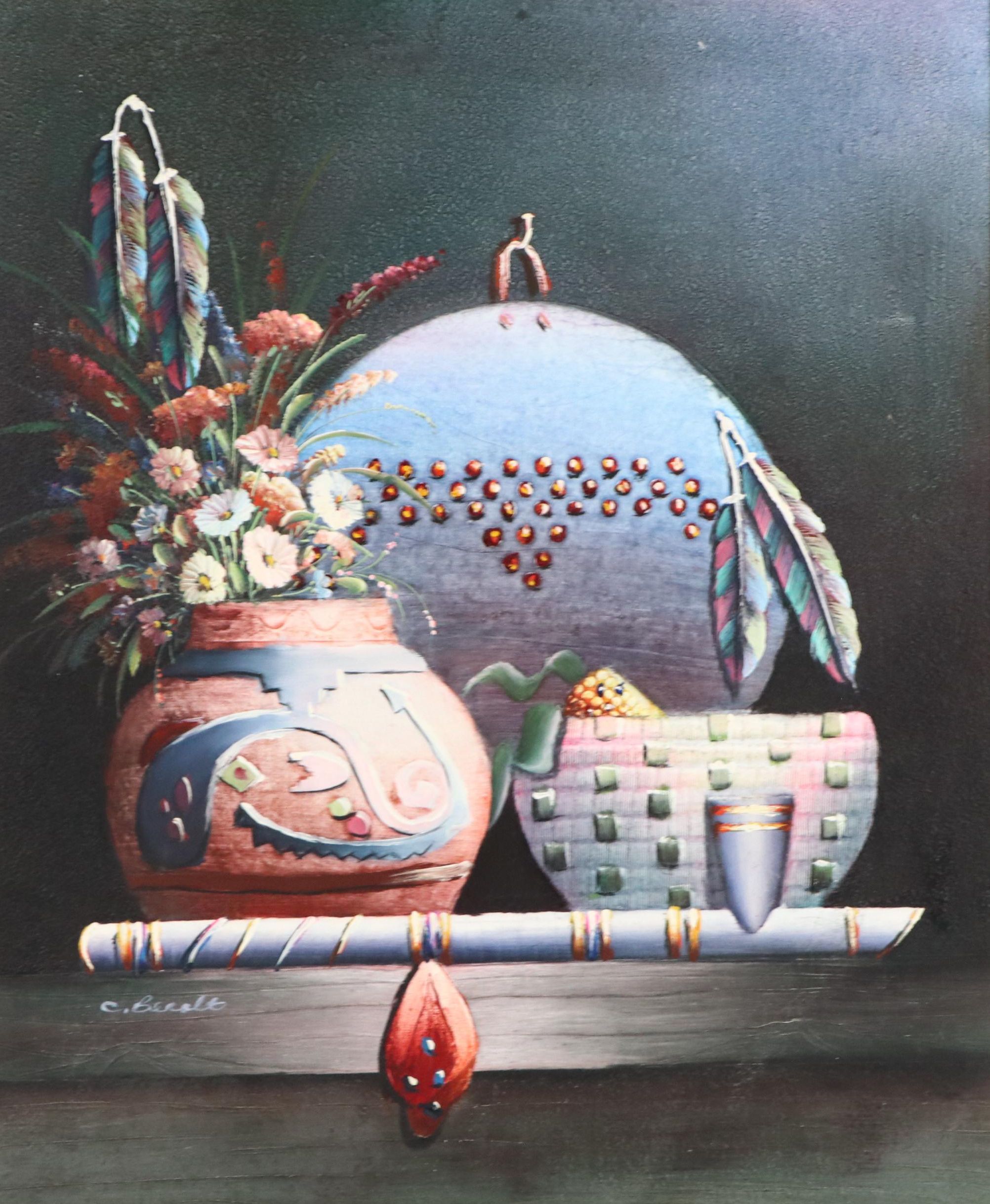 C. Benolt Still-Life Oil Painting of Southwestern Native American Art Forms
