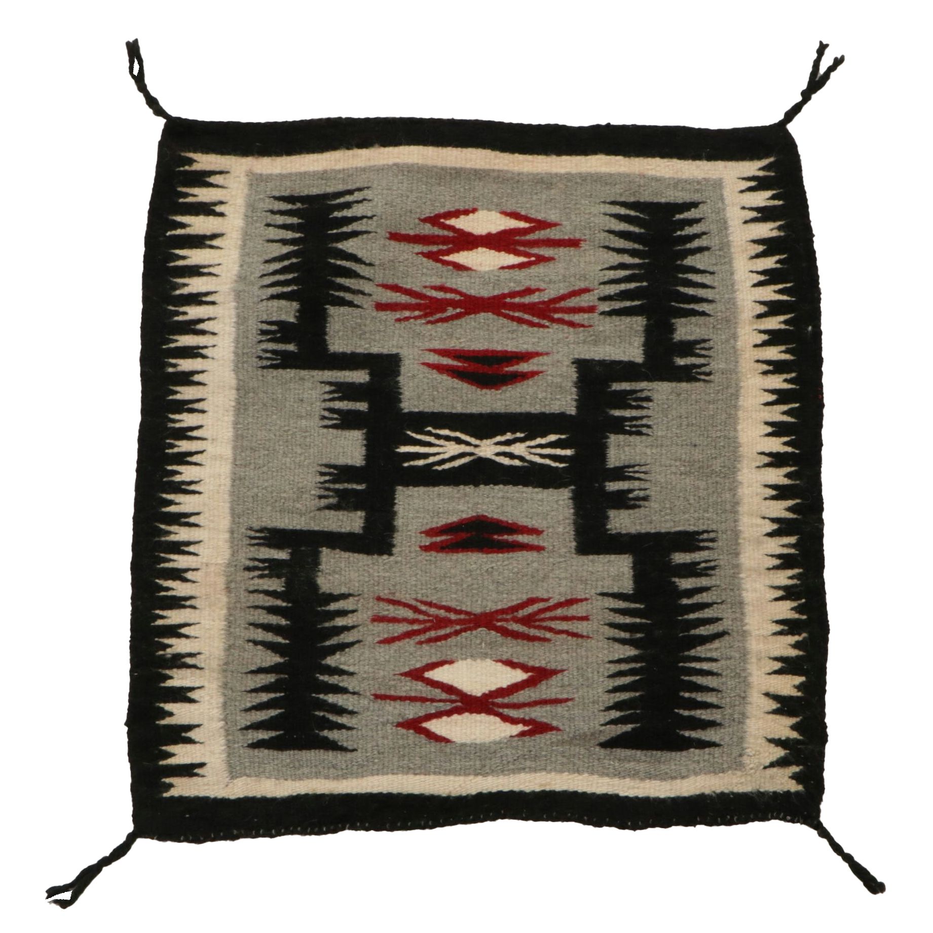 2' x 2'1" Handwoven Navajo Storm Pattern Accent Rug