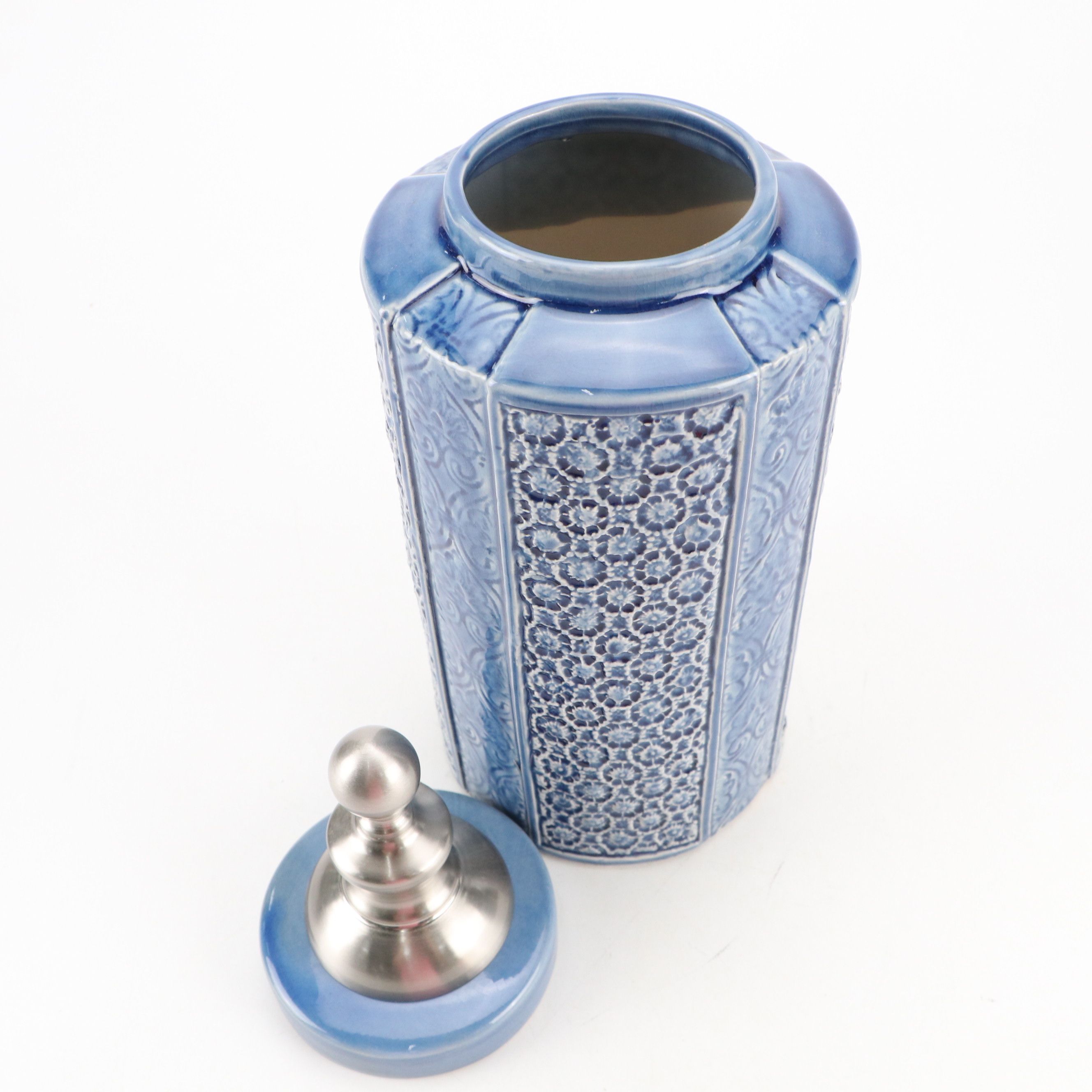 Uttermost and Other Ceramic Lidded Jars with Ceramic Decorative Plate