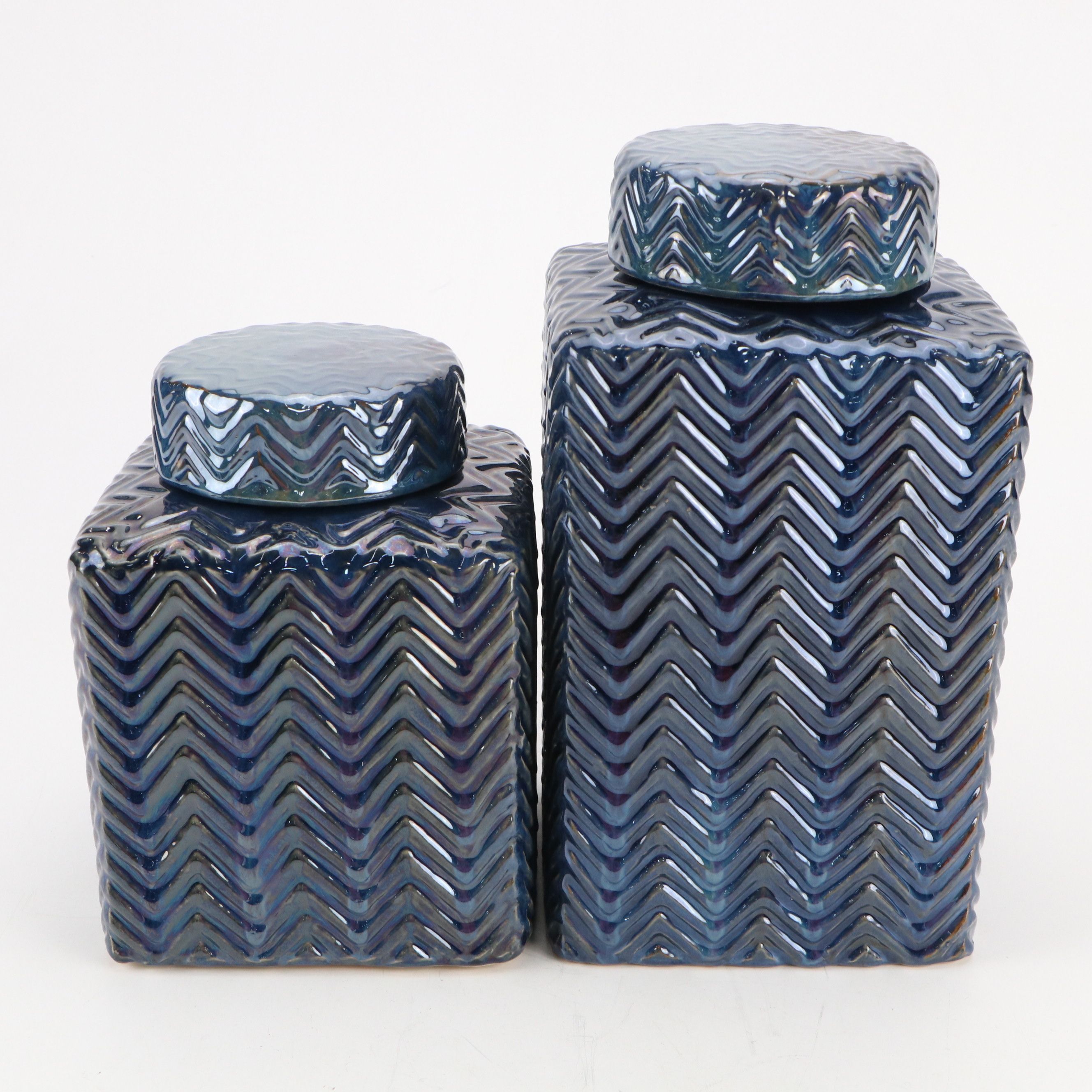 Uttermost and Other Ceramic Lidded Jars with Ceramic Decorative Plate