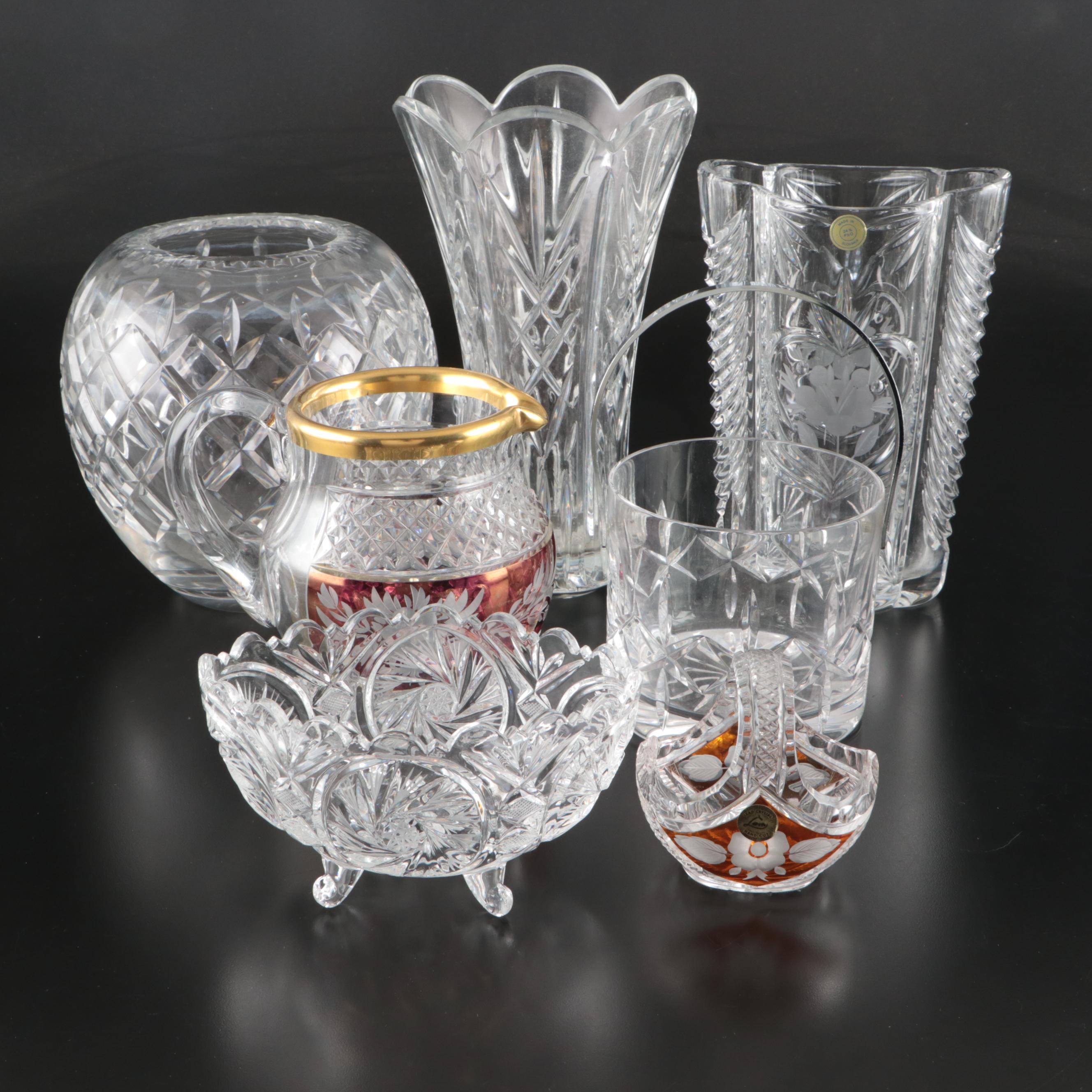 Imperial Slovakia Lead Crystal Vase with Crystal and Glass Collection
