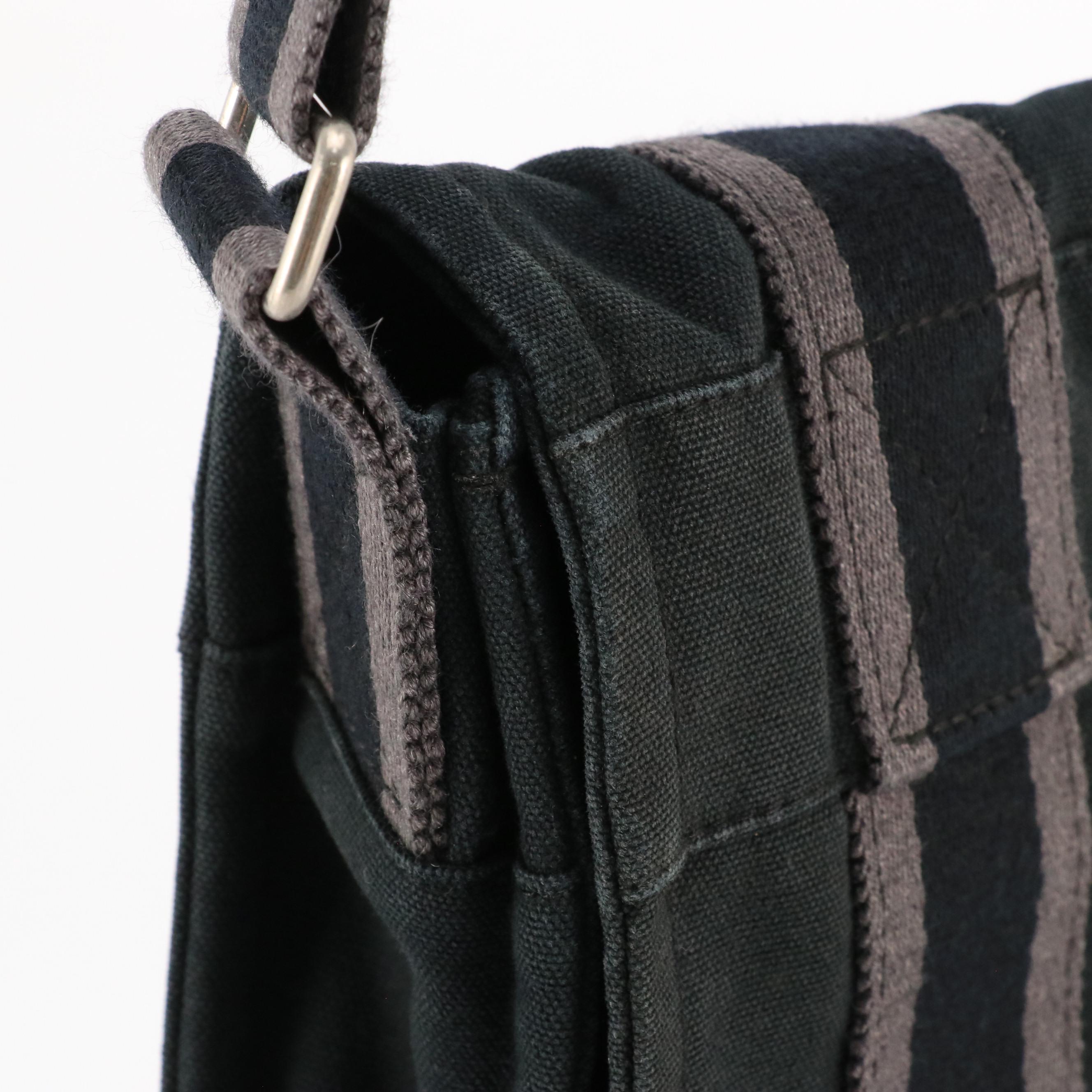 Hermès Fourre-Tout Front Flap Messenger Bag in Black/Grey Cotton Canvas